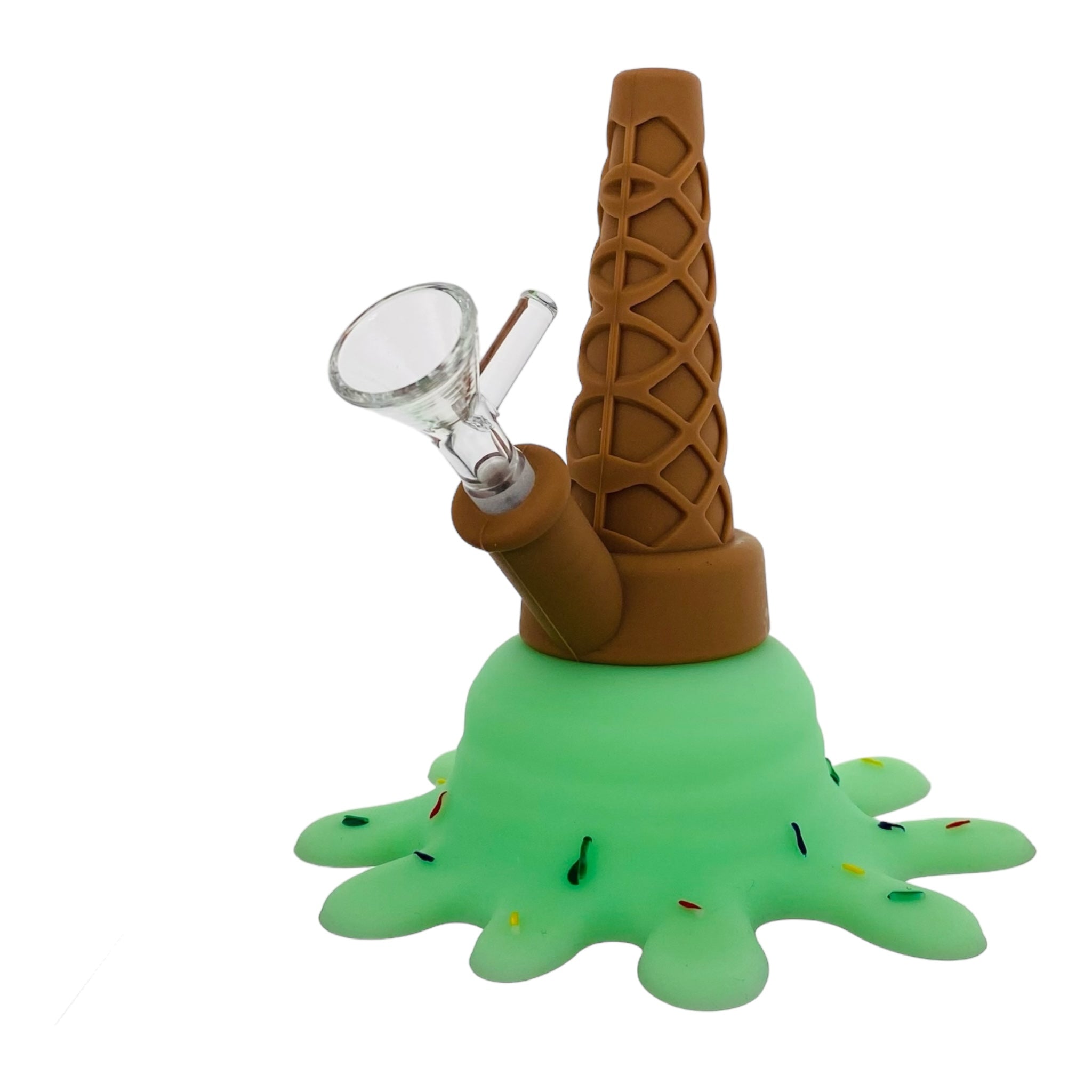 cute and girly Silicone Rubber Ice Cream Cone Bong Green for sale