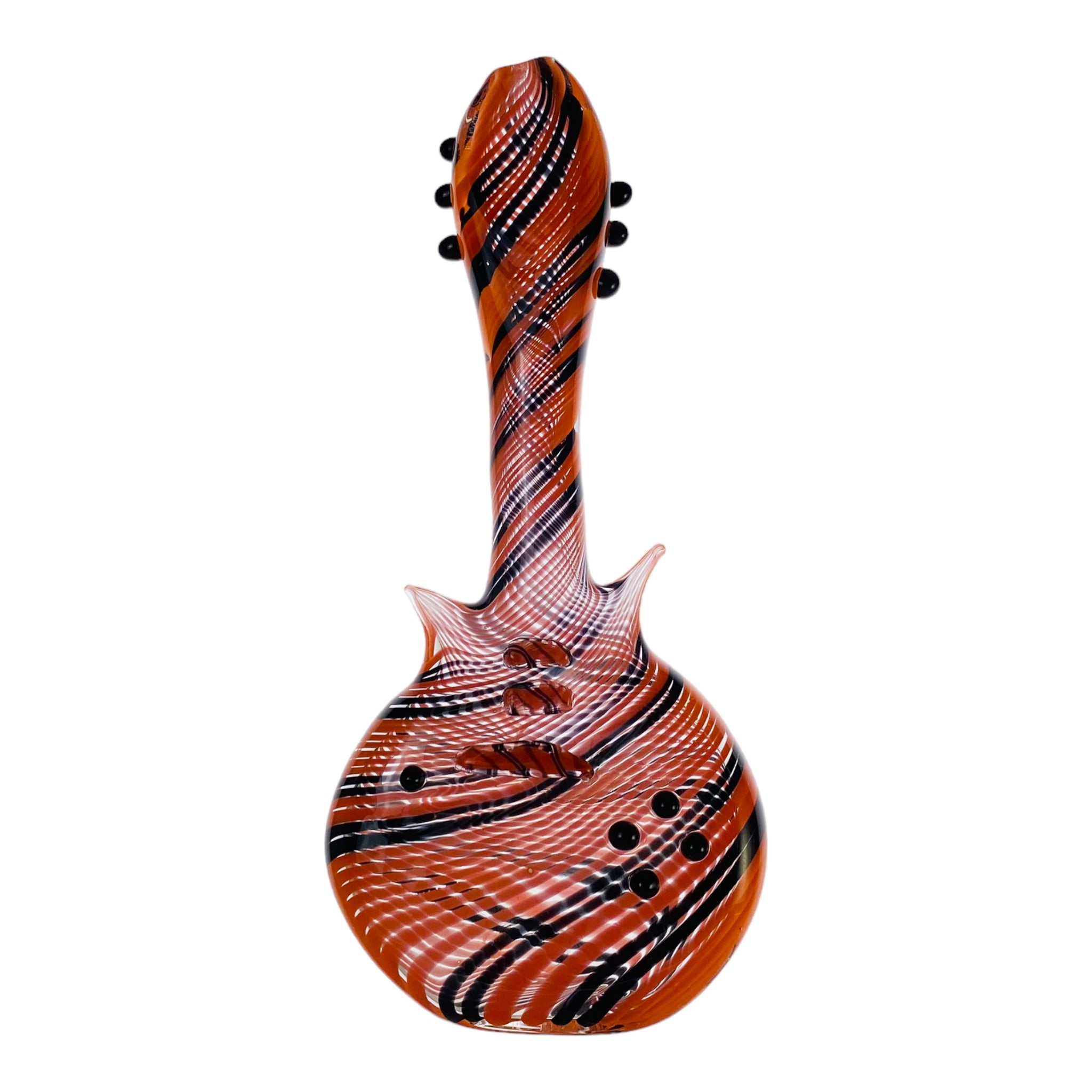 Glass Guitar Hand Pipe - Black & Orange