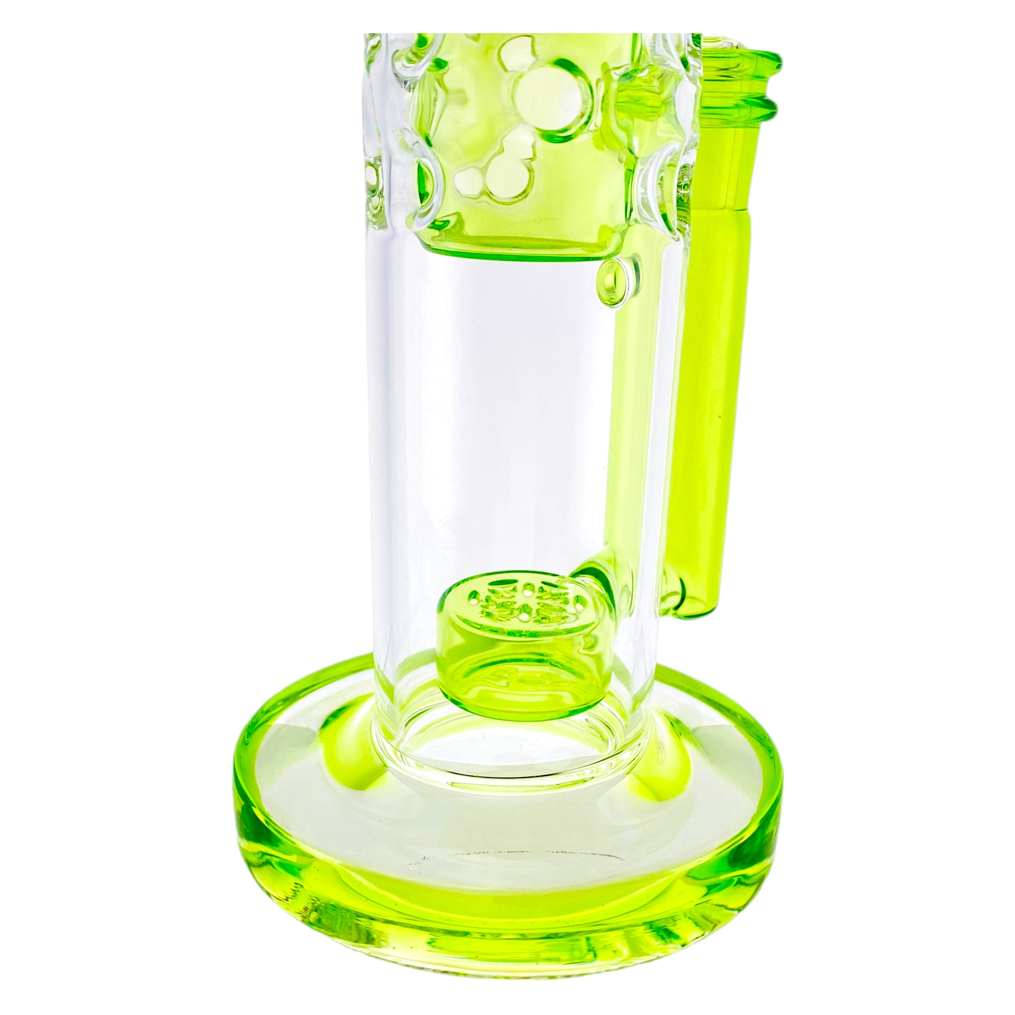 Deluxe Glass - Green Small Straight Fab Bong Dab Rig With Seed Of Life Perc