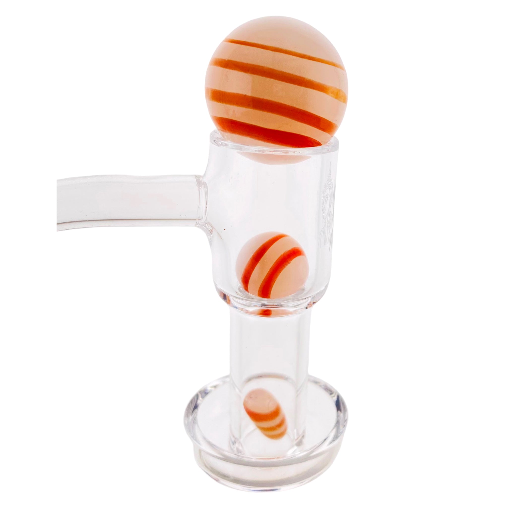 Glass Terp Slurper Marble Set - White With Sunburst Orange Twirl