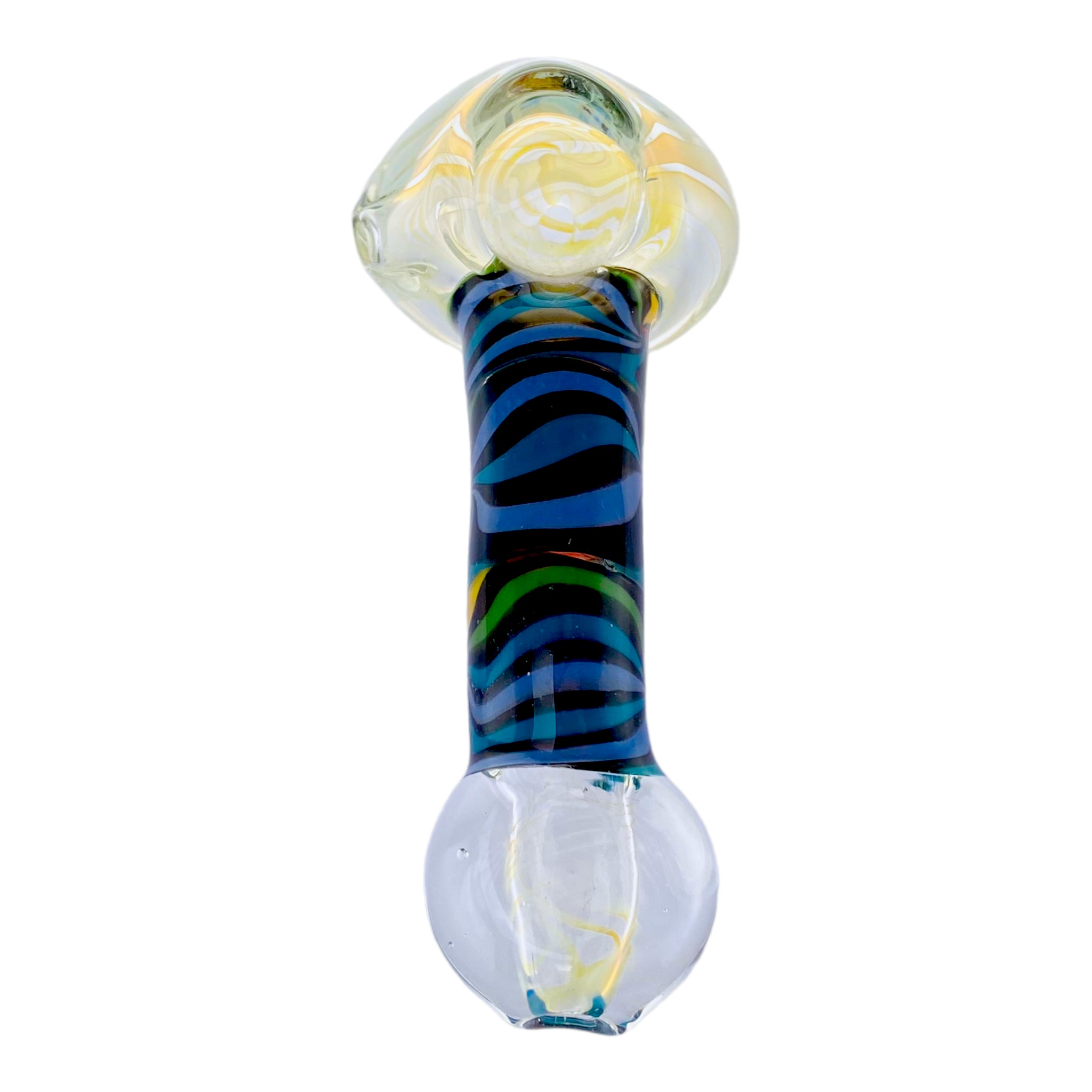 Rainbow Wig Wag Section Glass Hand Pipe With Inside Out Fuming