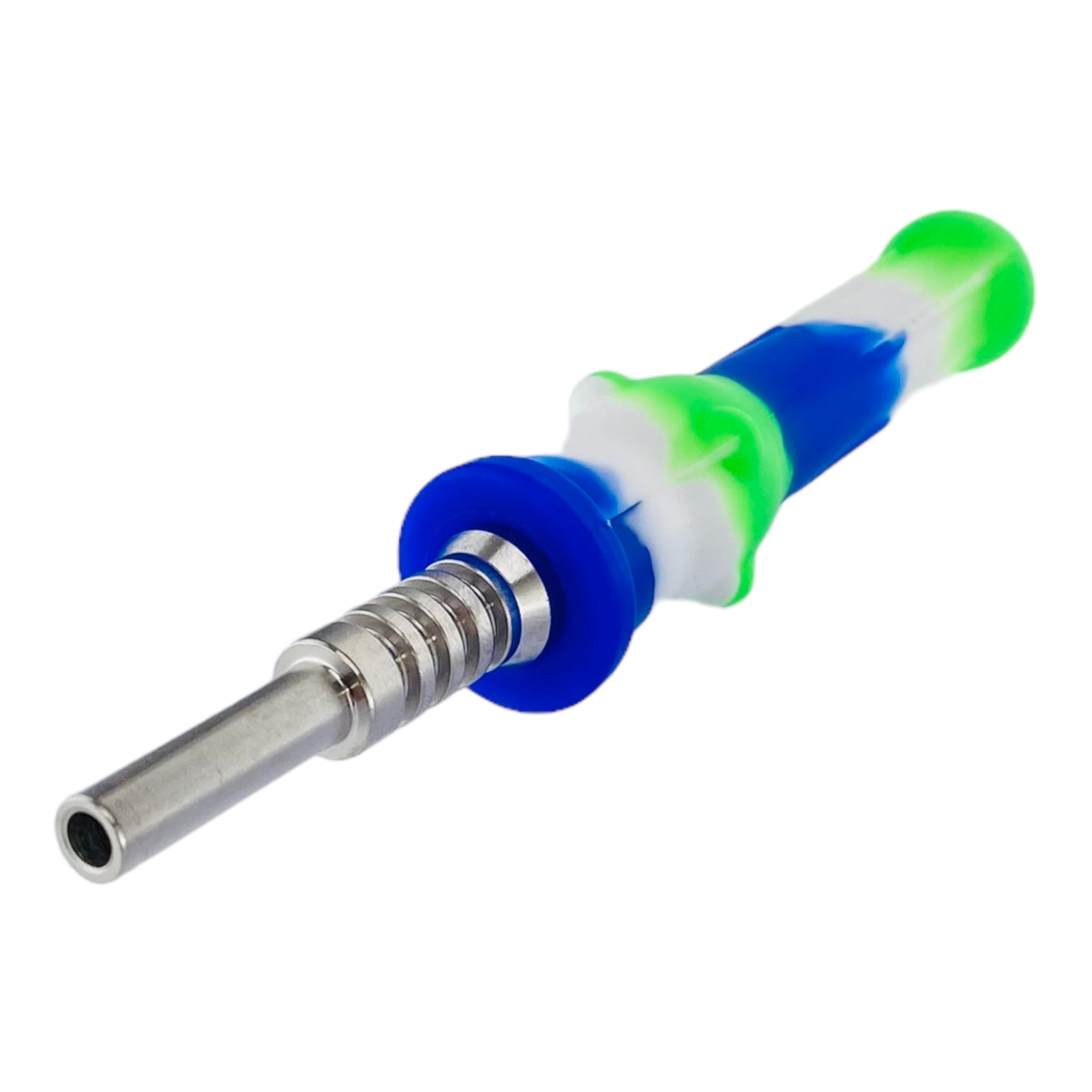 small best cheap affordable and portable 14mm Blue green and white Silicone Nectar Collector With Titanium Tip