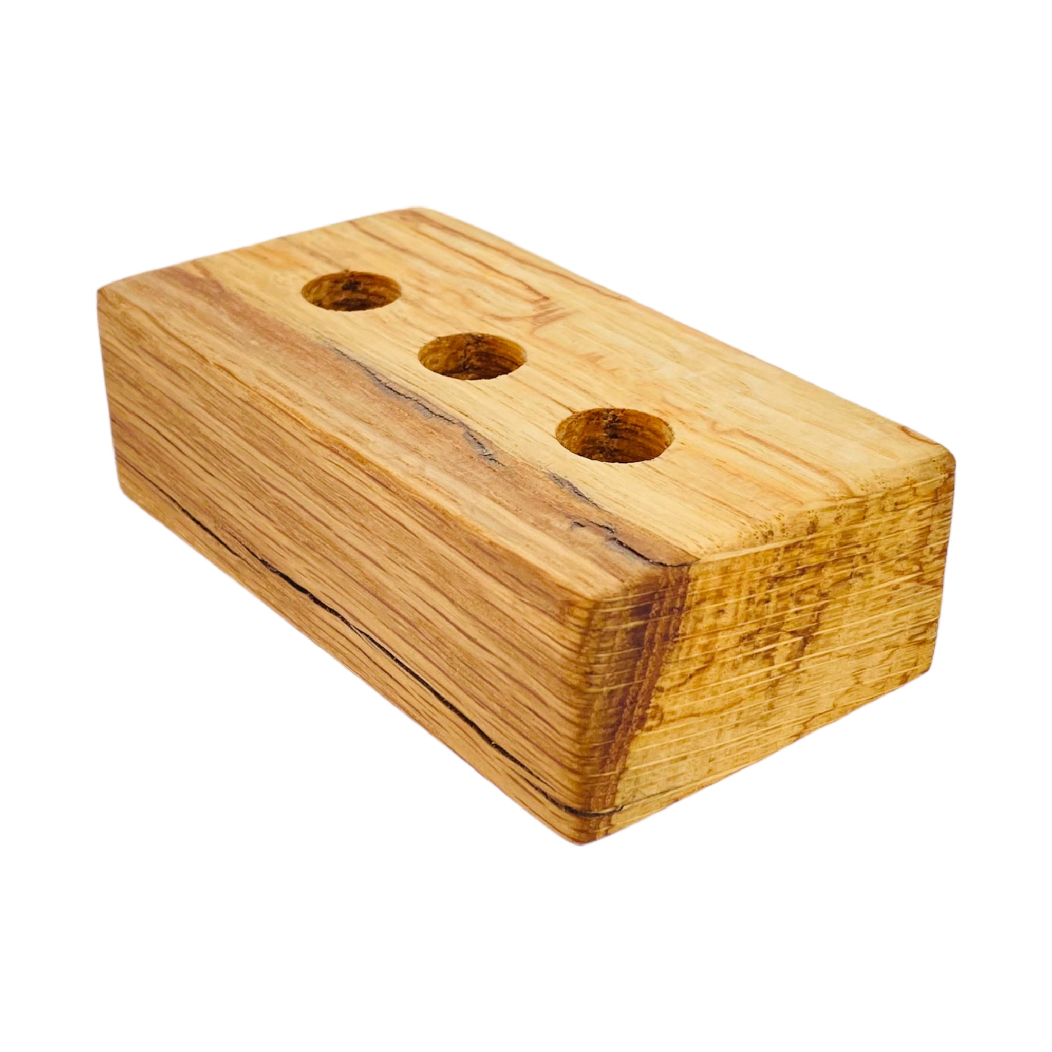 3 Hole Wood Display Stand Holder For 14mm Bong Bowl Pieces Or Quartz Bangers - Cork Oak