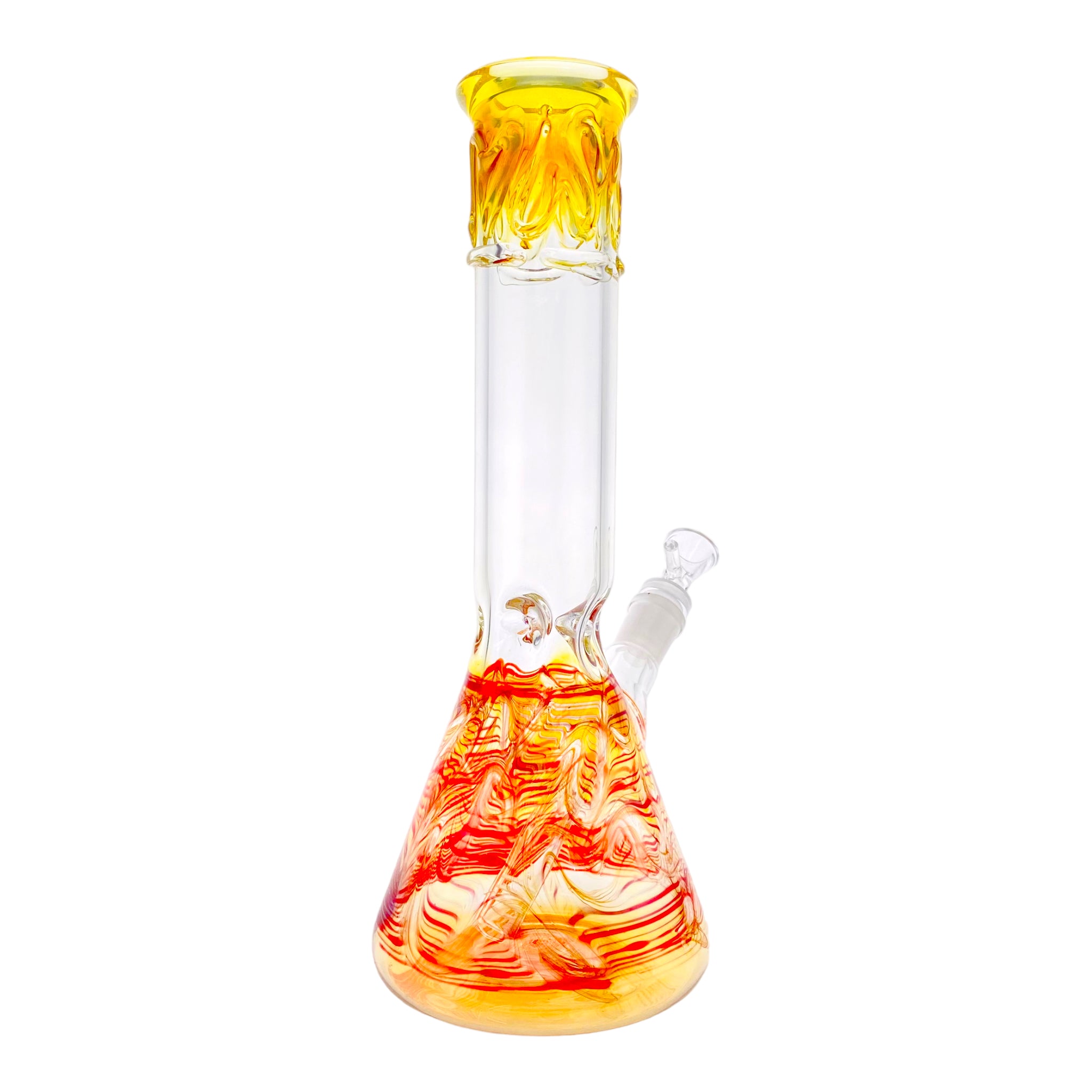 12 Inch Beaker Bong With Color Changing Fuming And Red Wrap And Rake