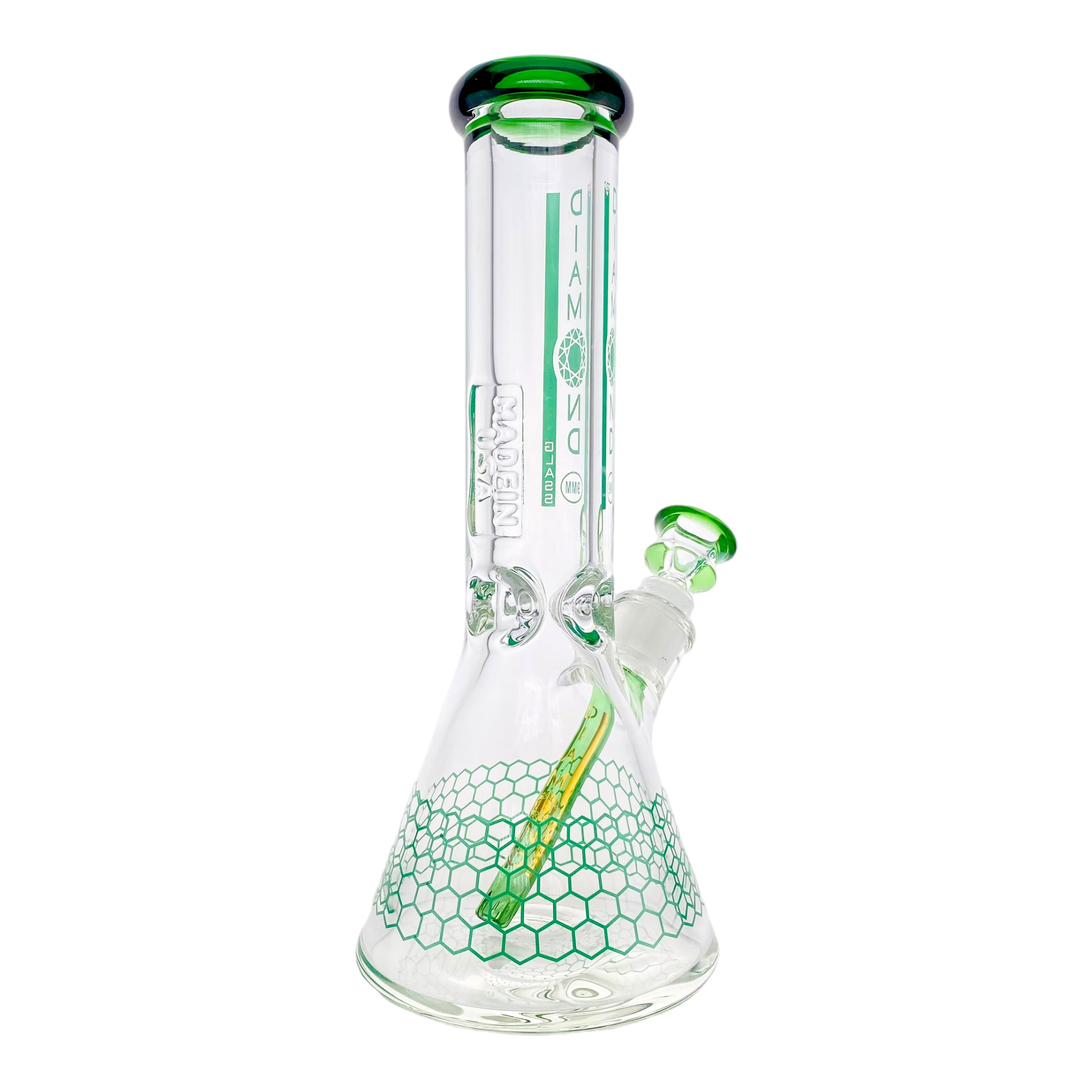 Diamond Glass - 12 Inch Beaker With Green Honeycomb 9mm Thick