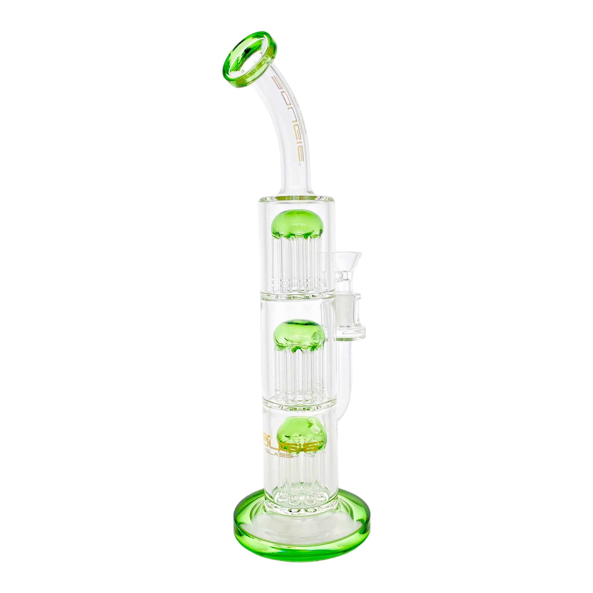 Bougie Glass - 12 Inch Green Triple Tree Perc Bubbler Bong