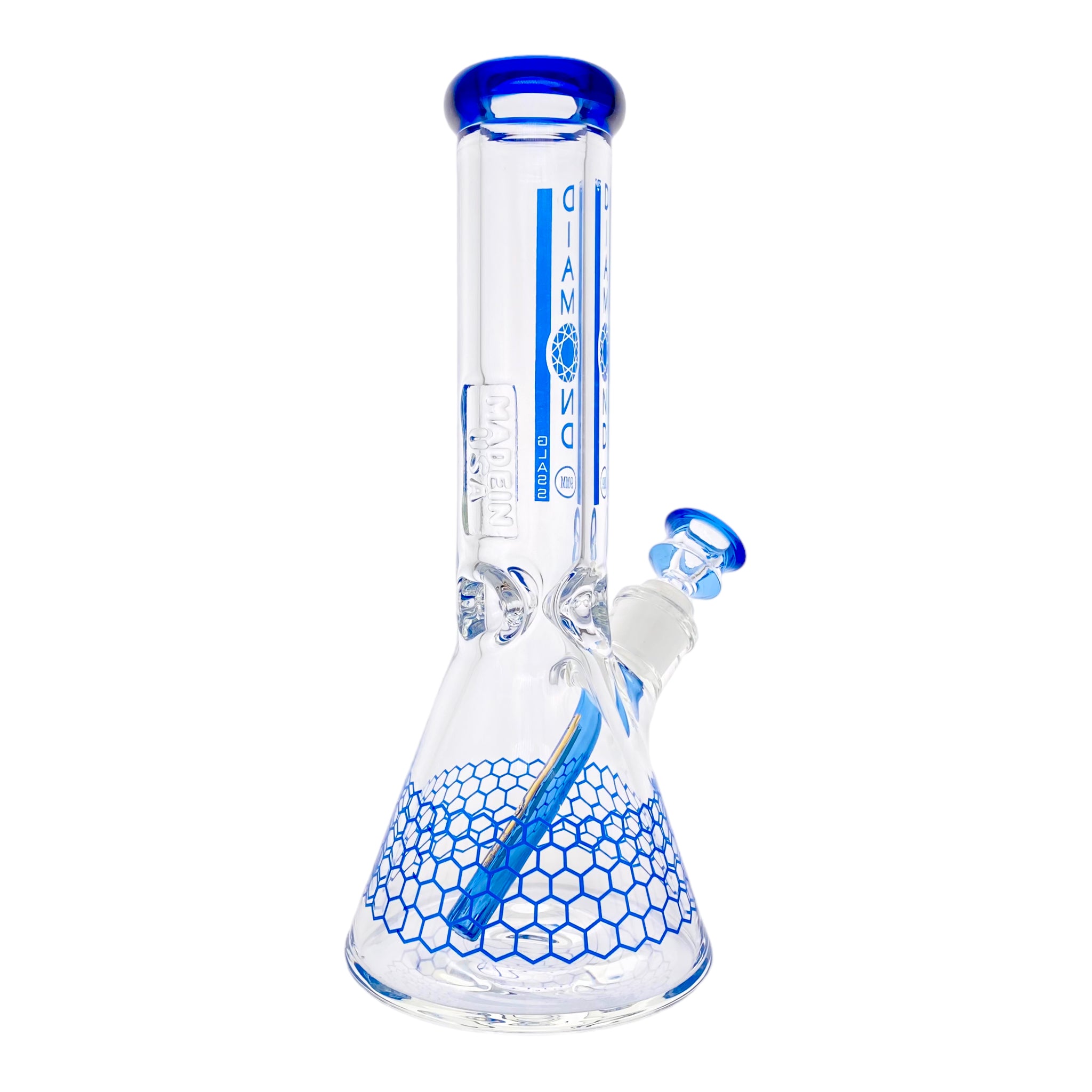 Diamond Glass - 12 Inch Beaker With Blue Honeycomb 9mm Thick