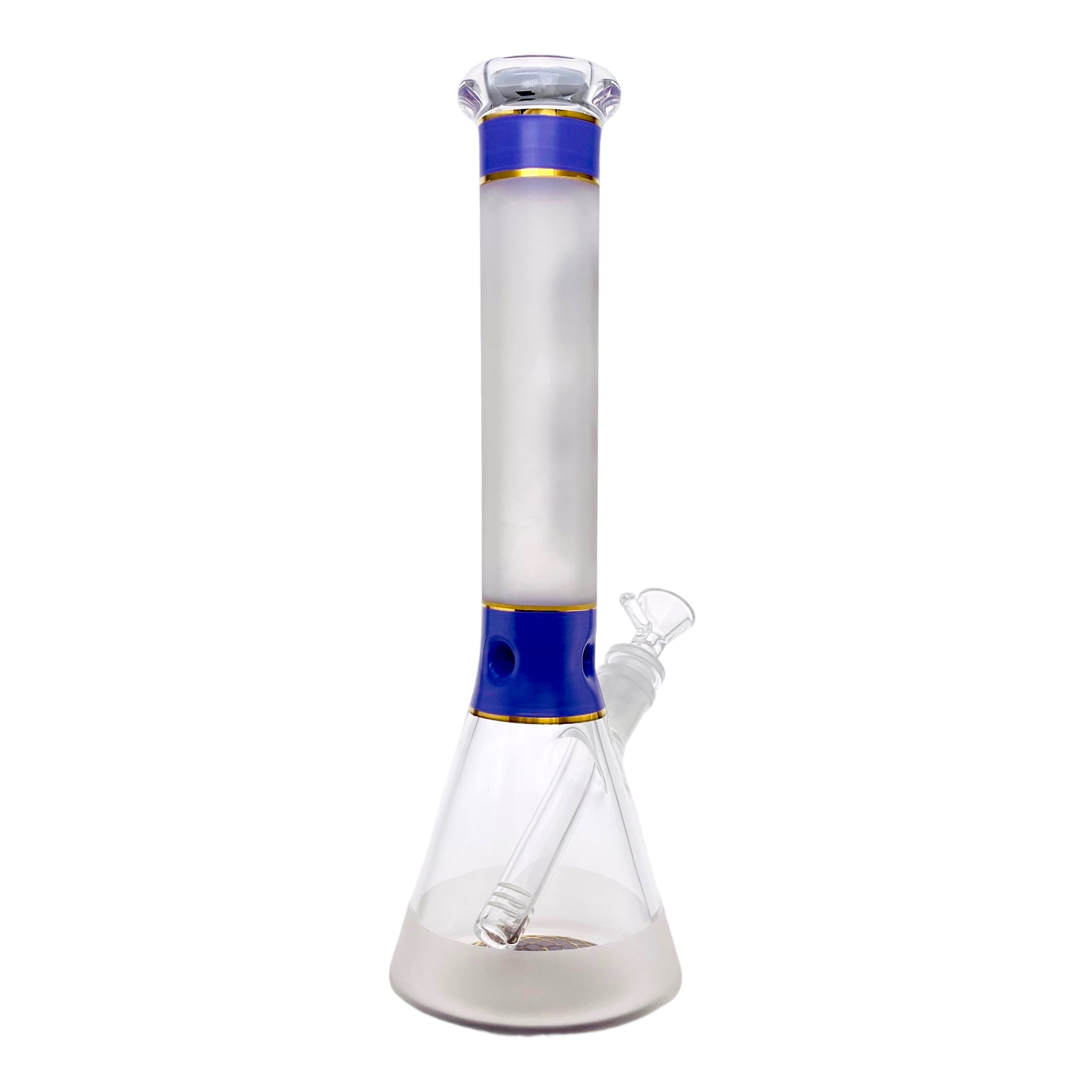 Diamond Glass - 12 Inch Purple & Gold Sandblasted Beaker Bong
