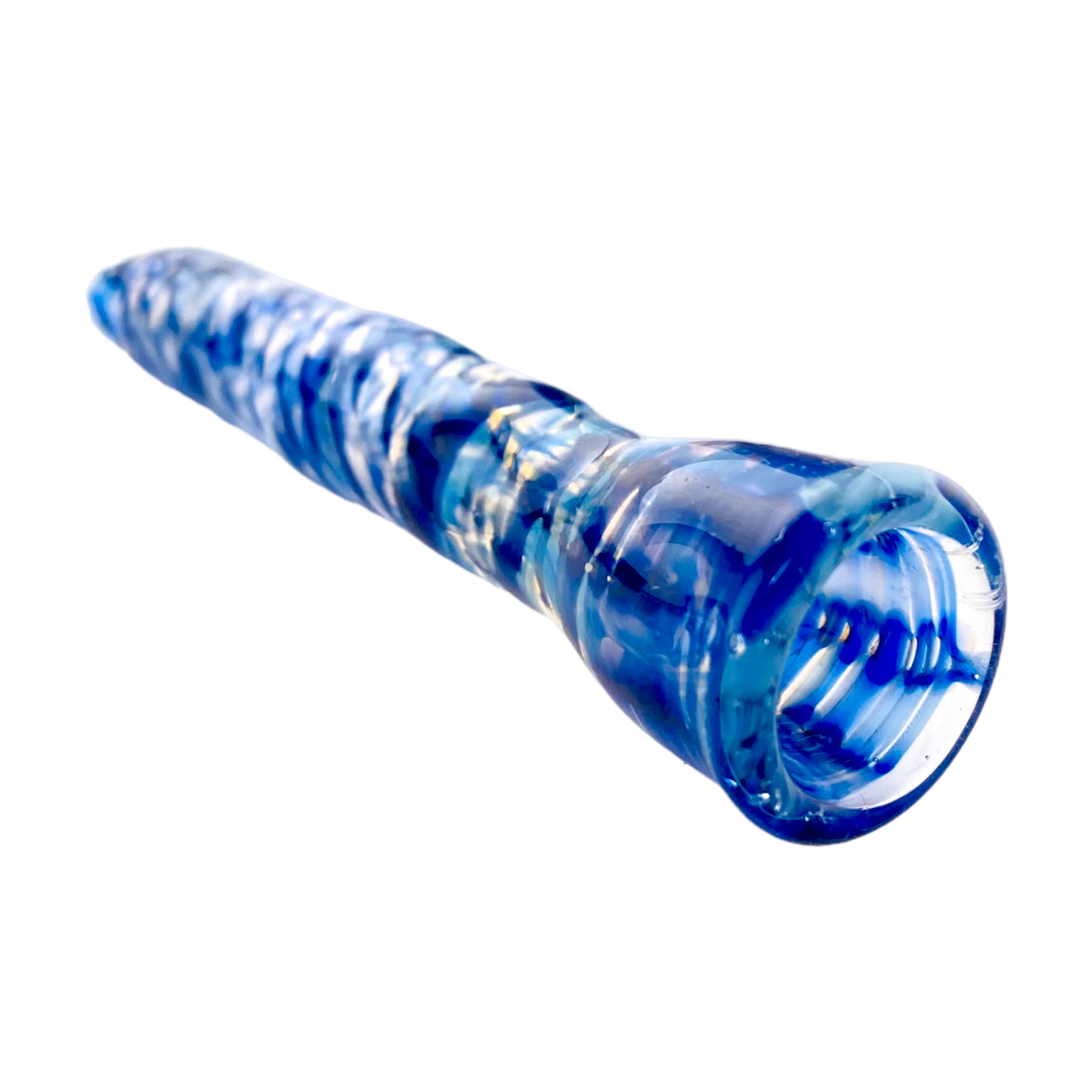 Glass Chillum Pipe - Blue Wig Wag One Hitter
