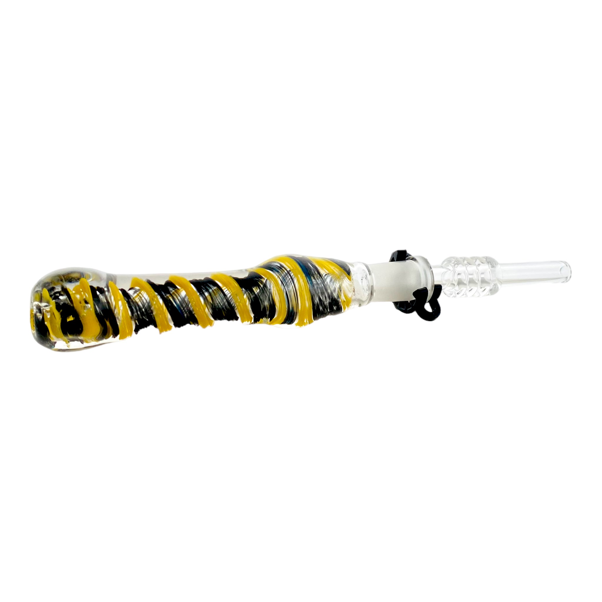 10mm Nectar Collector - Black And Yellow Inside Out With 10mm Quartz Tip