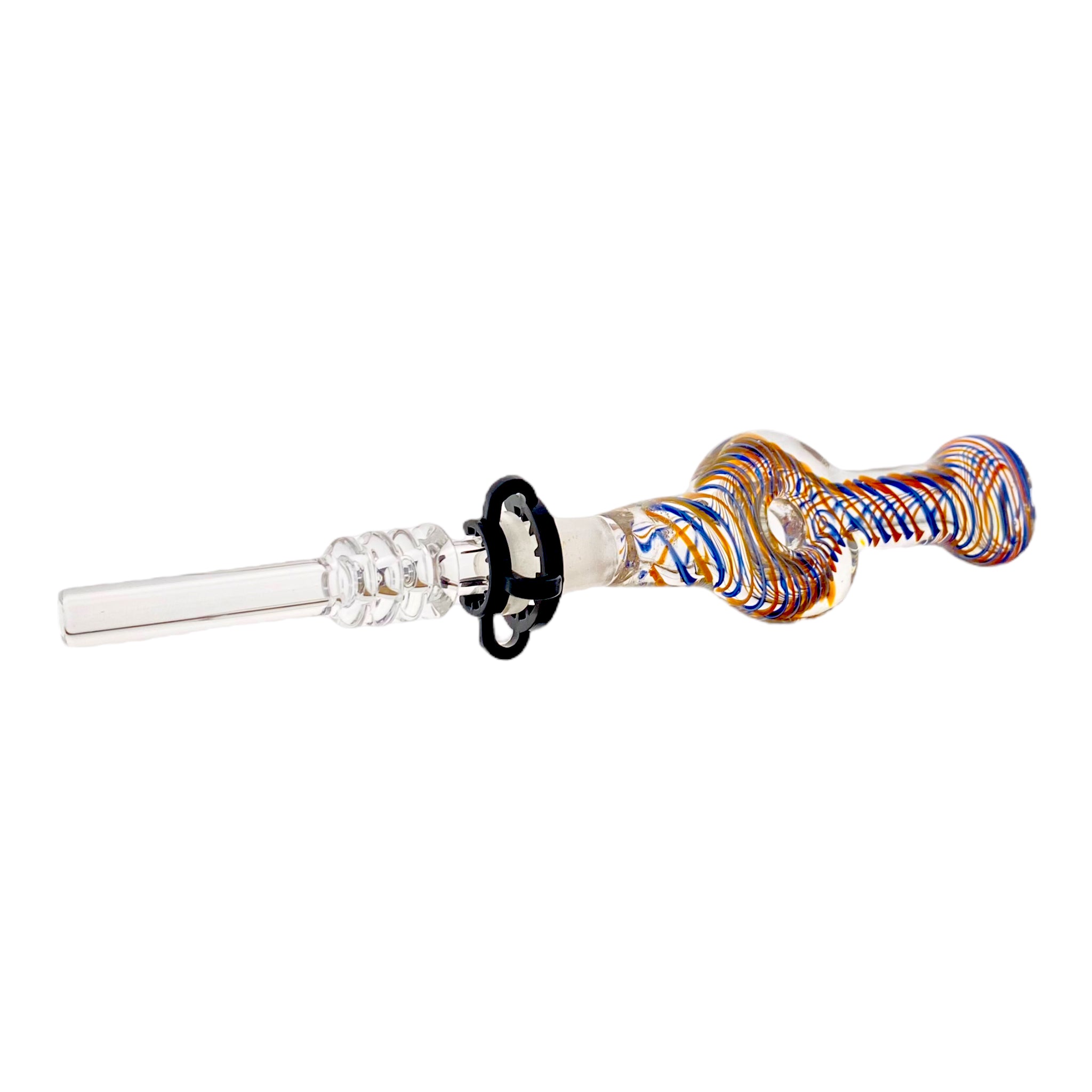 10mm Nectar Collector - Blue And Orange Inside Out Spiral Donut With 10mm Quartz Tip