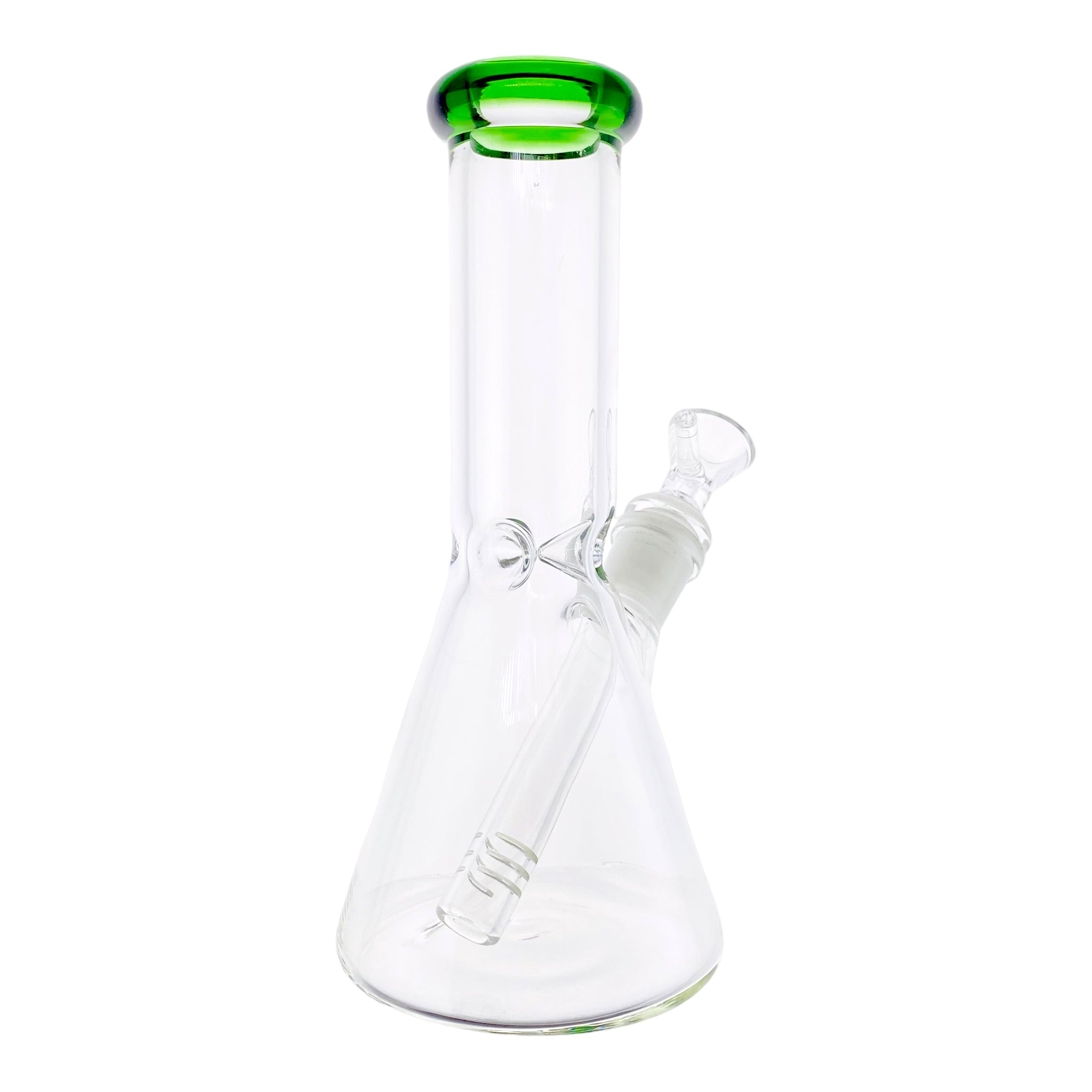 8 Inch Clear Beaker Bong With Green Color Lip