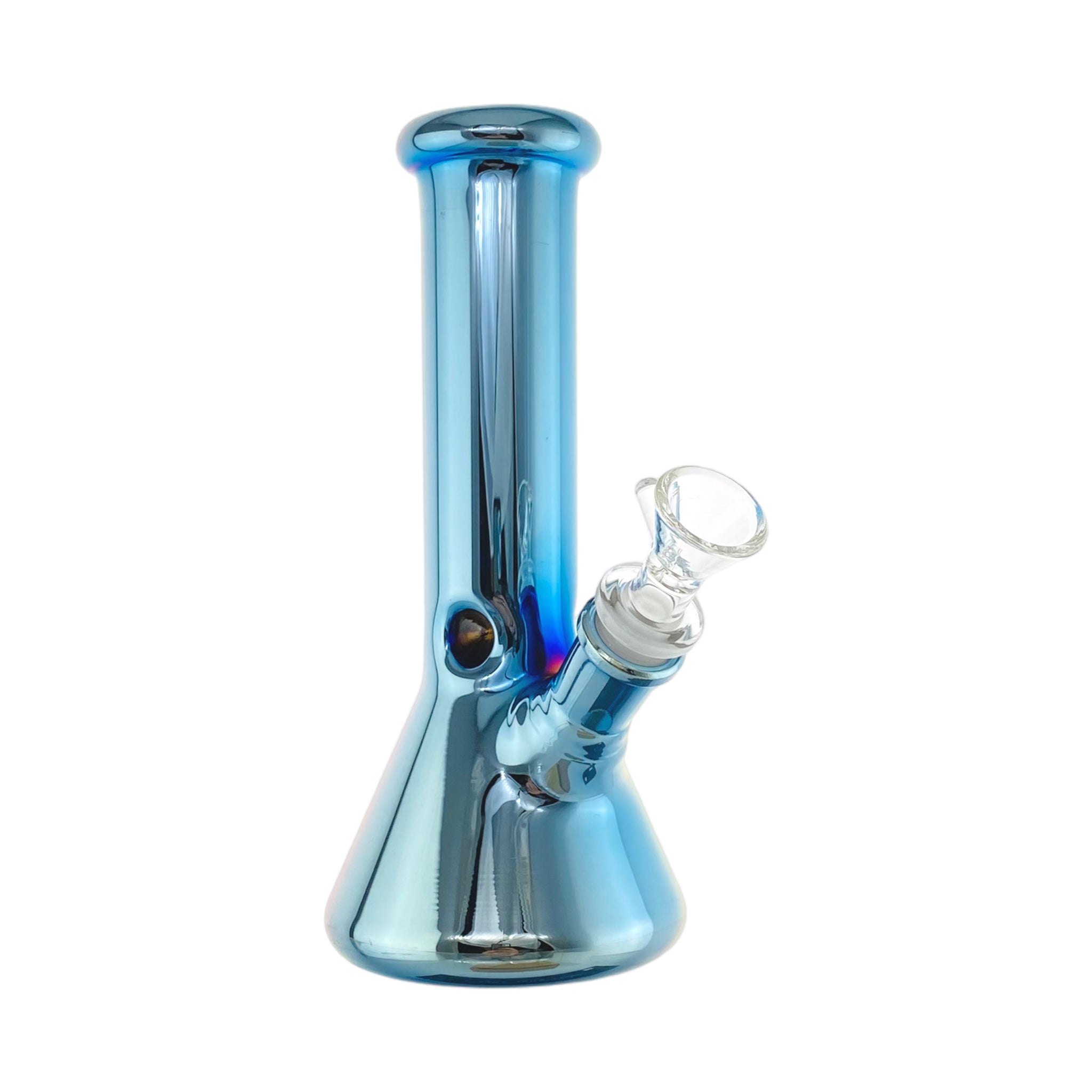 cheap small and portable 8 Inch Blue Metallic Beaker Bong