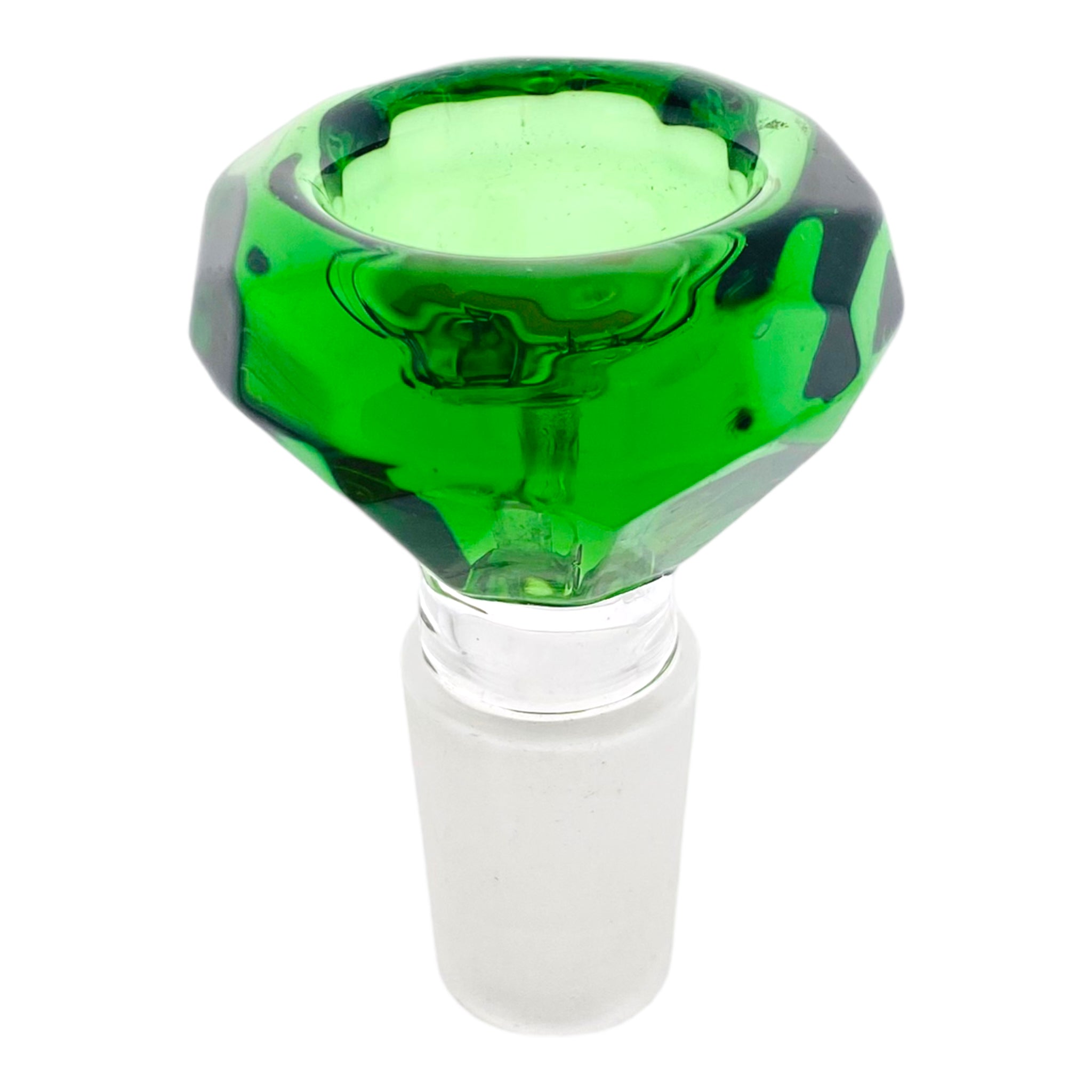 18mm Flower Bowl - Faceted Diamond Glass Bong Bowl Piece - Green