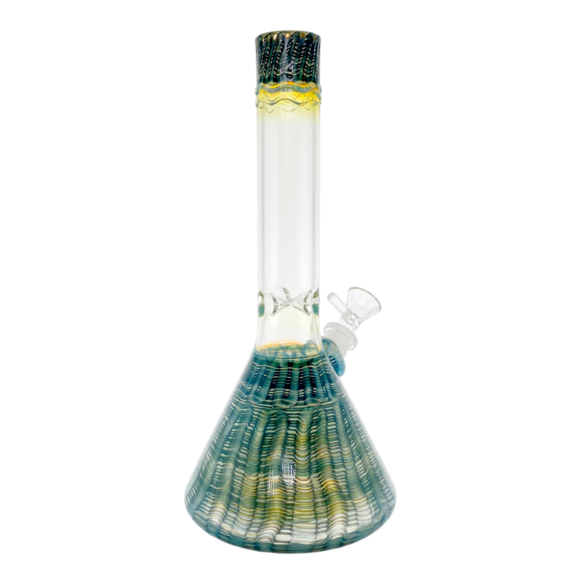 HVY Glass - Emerald Blue Wrap And Wrake Beaker Bong