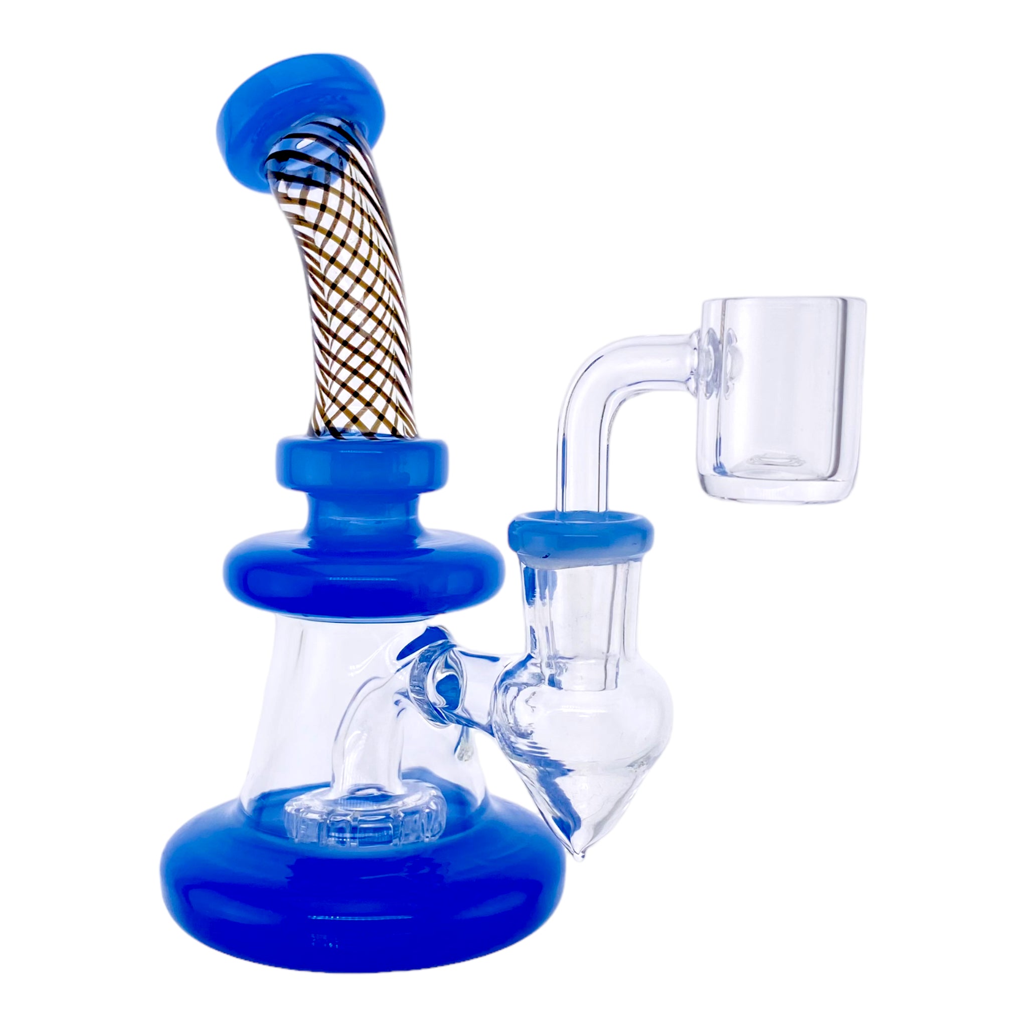 Small Light Blue Dab Rig With Black Twist Neck