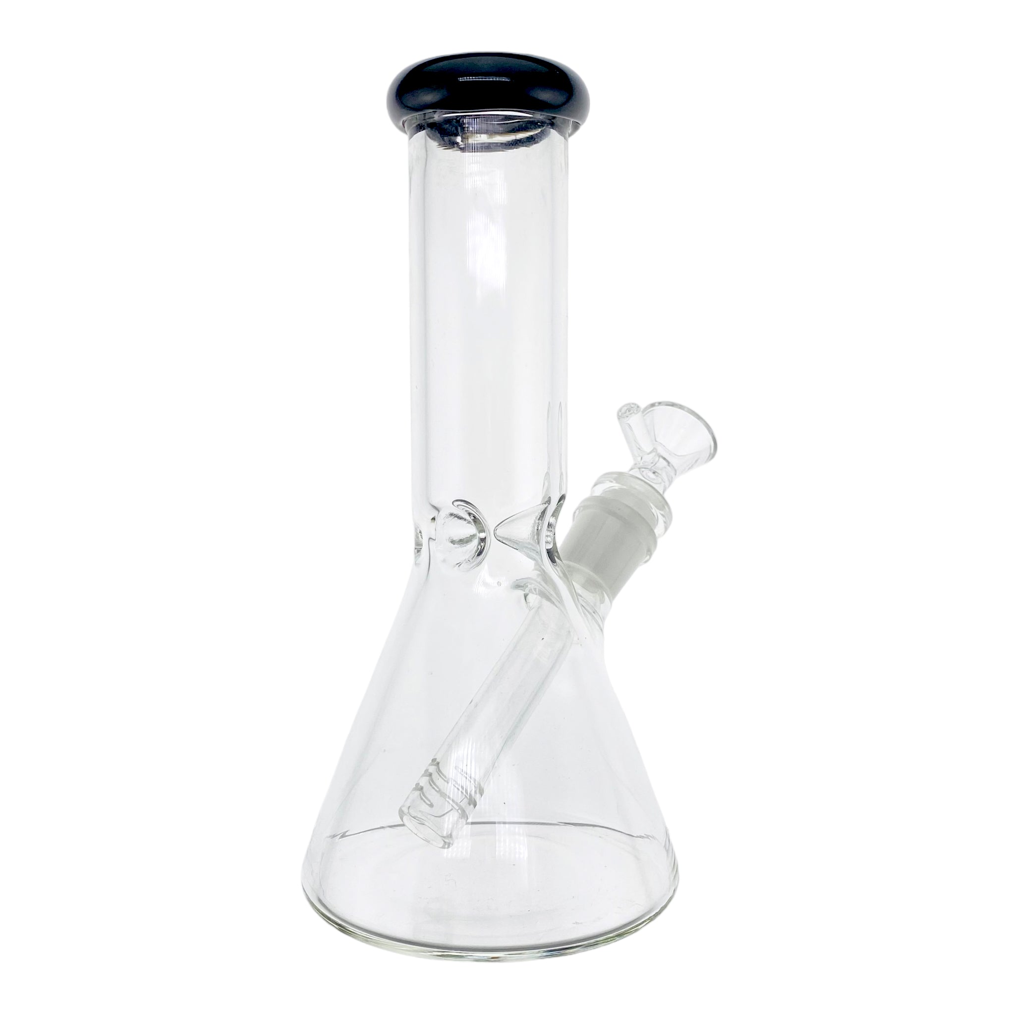 8 Inch Small Clear Beaker Bong With Black Color Lip