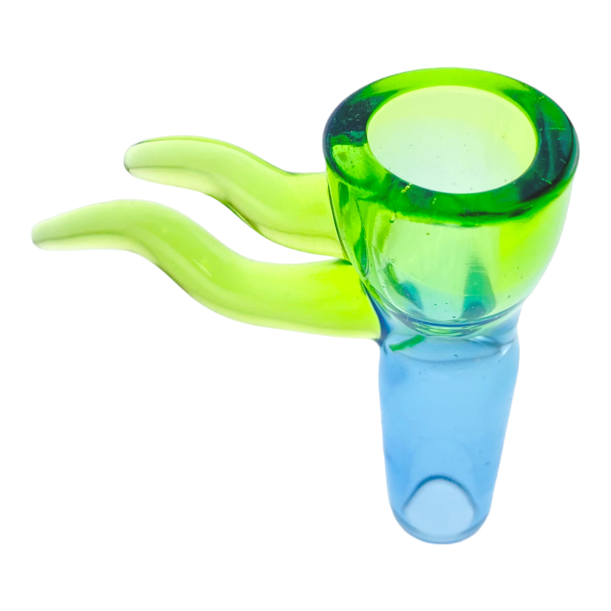 Optera Glass - Cobalt Blue To Green Fade With Green Handles Full Color - 14mm Bowl Piece