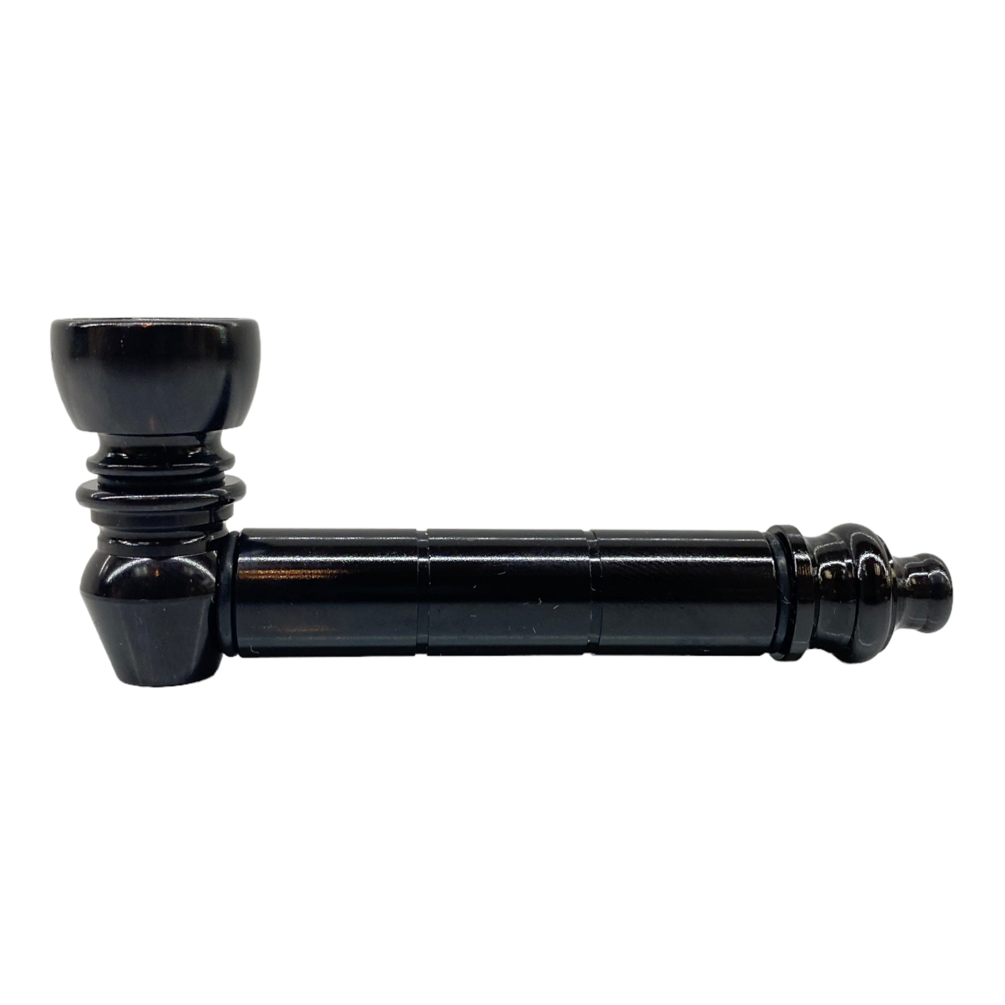 Metal weed and tobbaco pipe black basic metal pipe with small chamber for sale free shipping