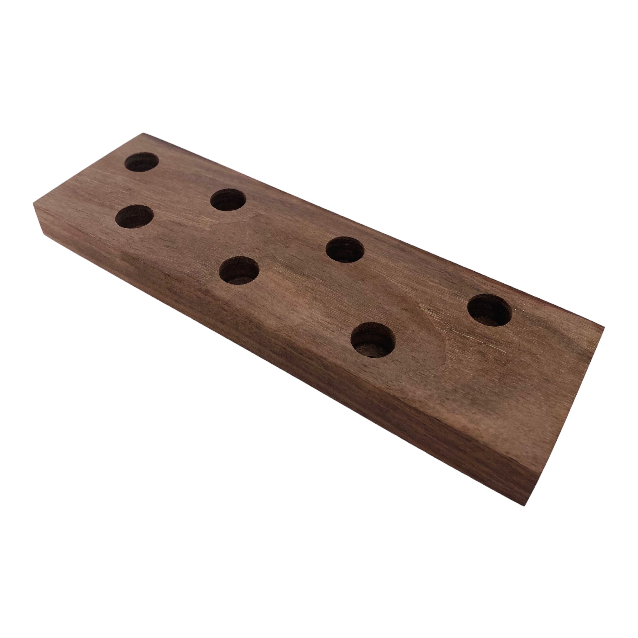 7 Hole Wood Display Stand Holder For 14mm Bong Bowl Pieces Or Quartz Bangers - Black Walnut