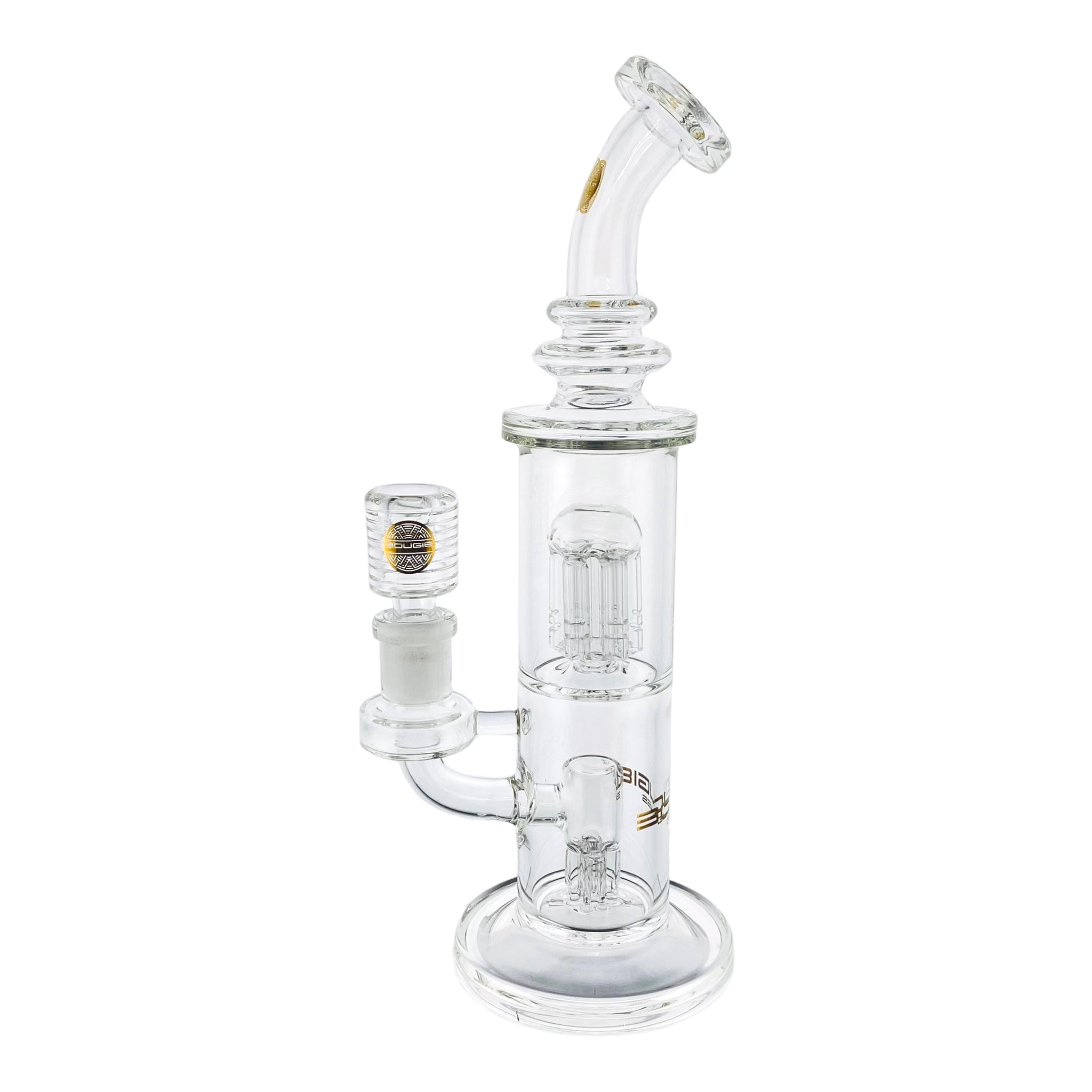 best cheap cute Bougie Glass Double Tree Perc Clear Bubbler Bong