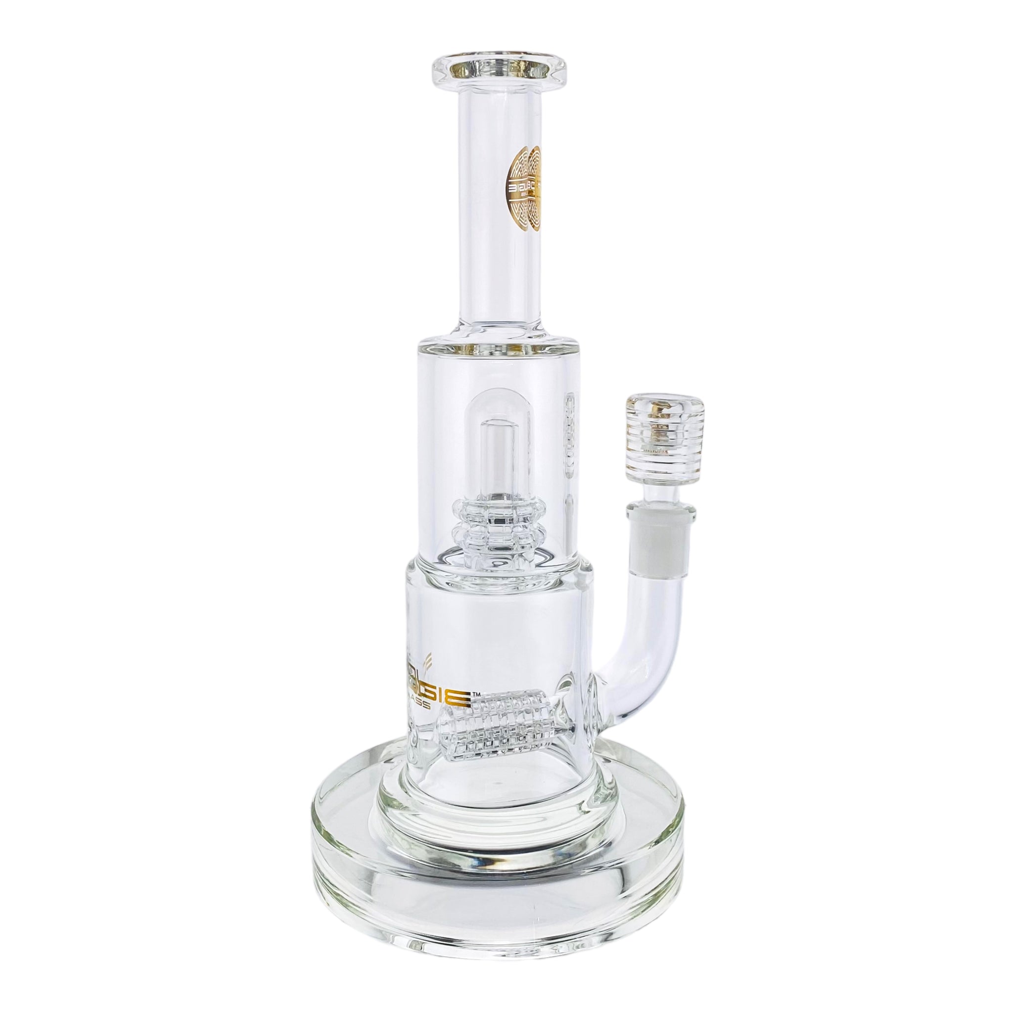 Bougie Glass Multi-Slit Inline And Mushroom Perc Clear Bubbler Bong