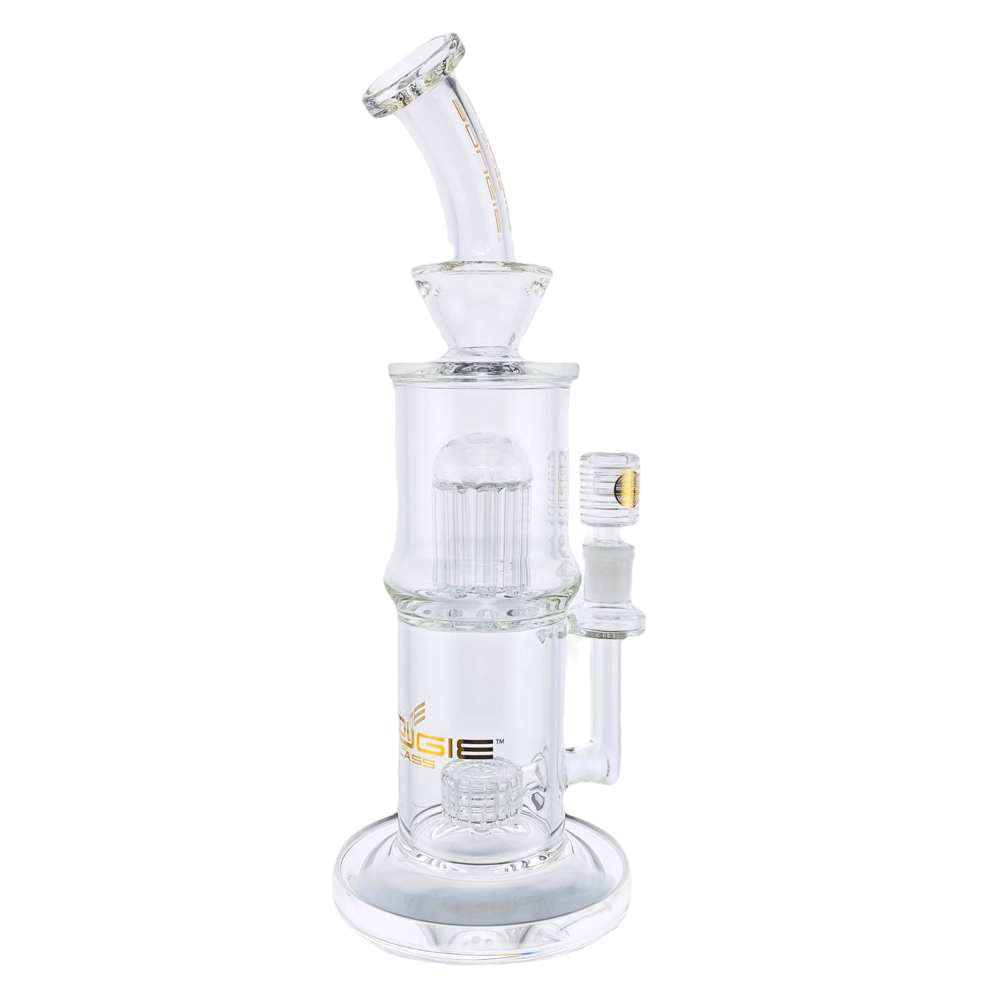 Bougie Glass Multi-Slit Disc And Tree Perc Clear Bubbler Bong