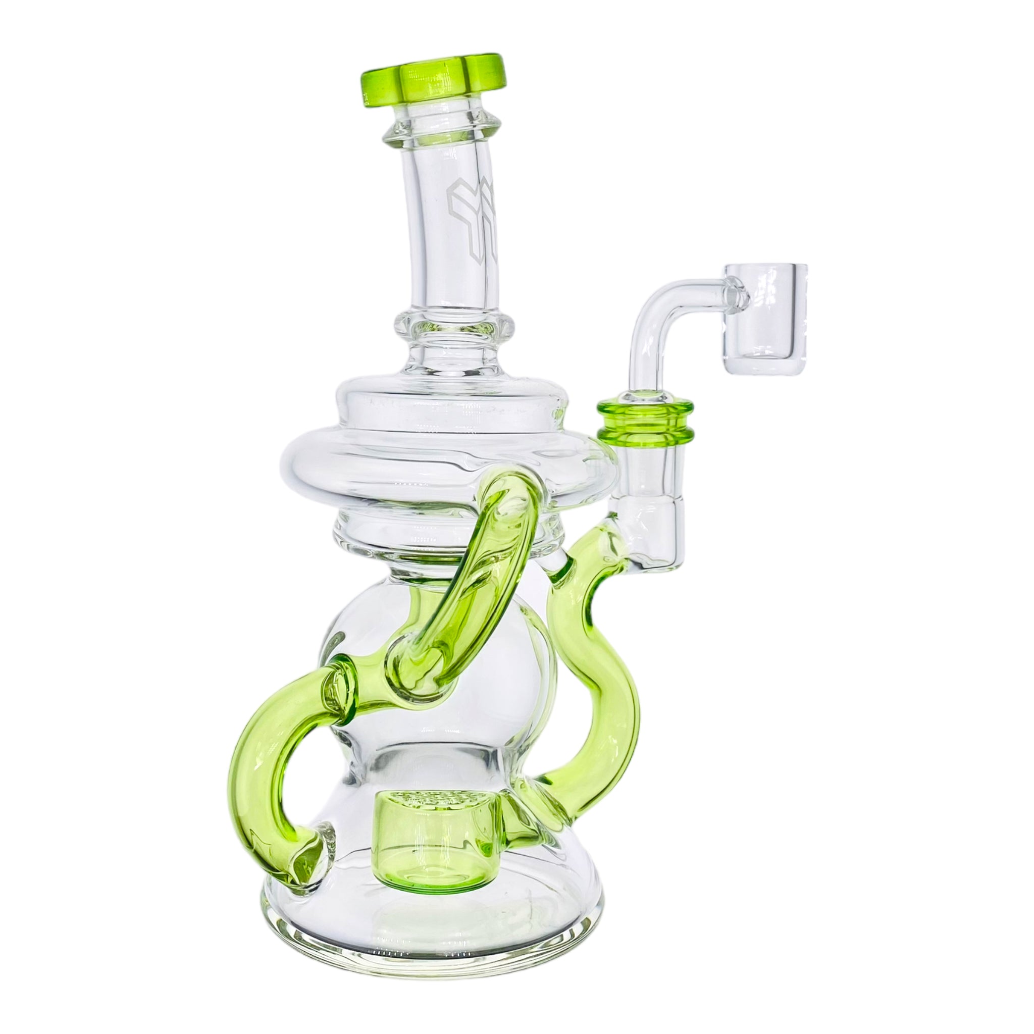 Heady glass Green Klein Recycler Dab Rig With Seed of Life Percolator