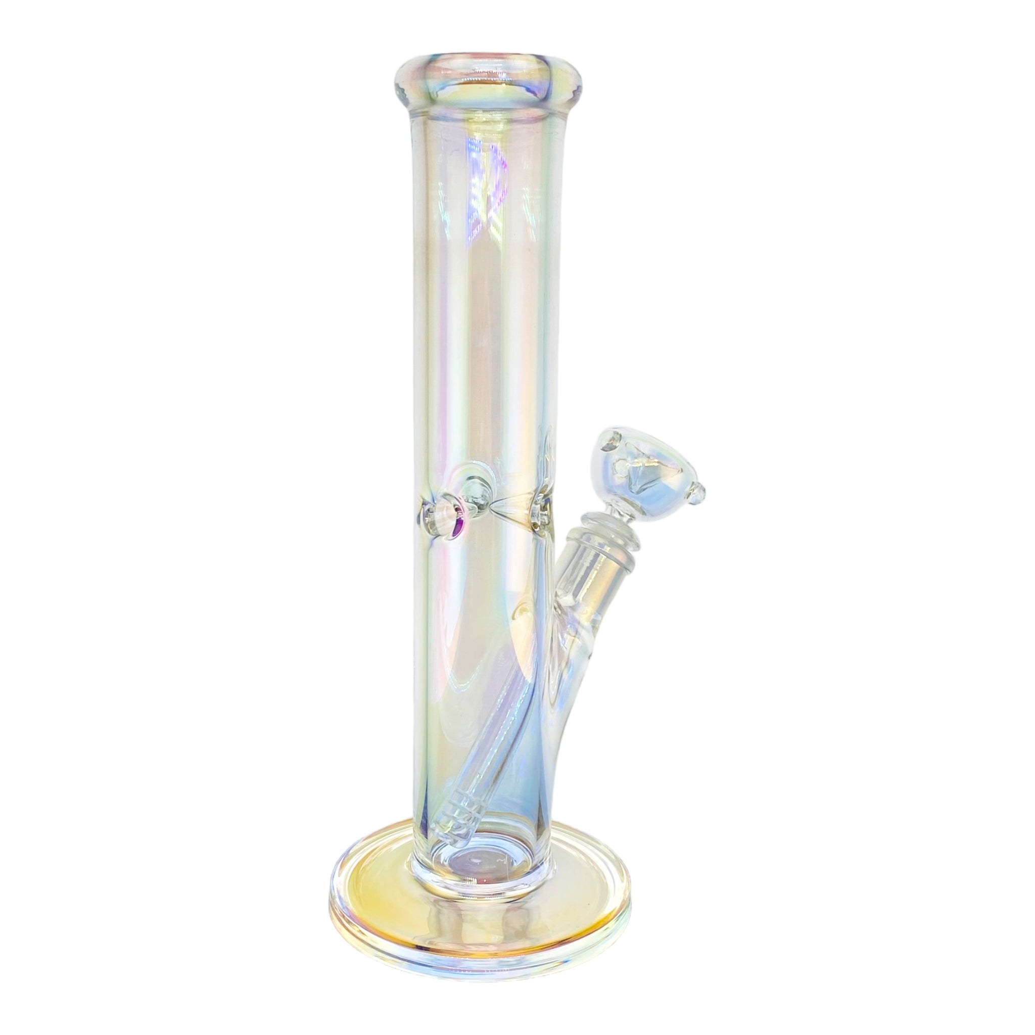 12 Inch Pearlescent Glass Straight Tube Bong