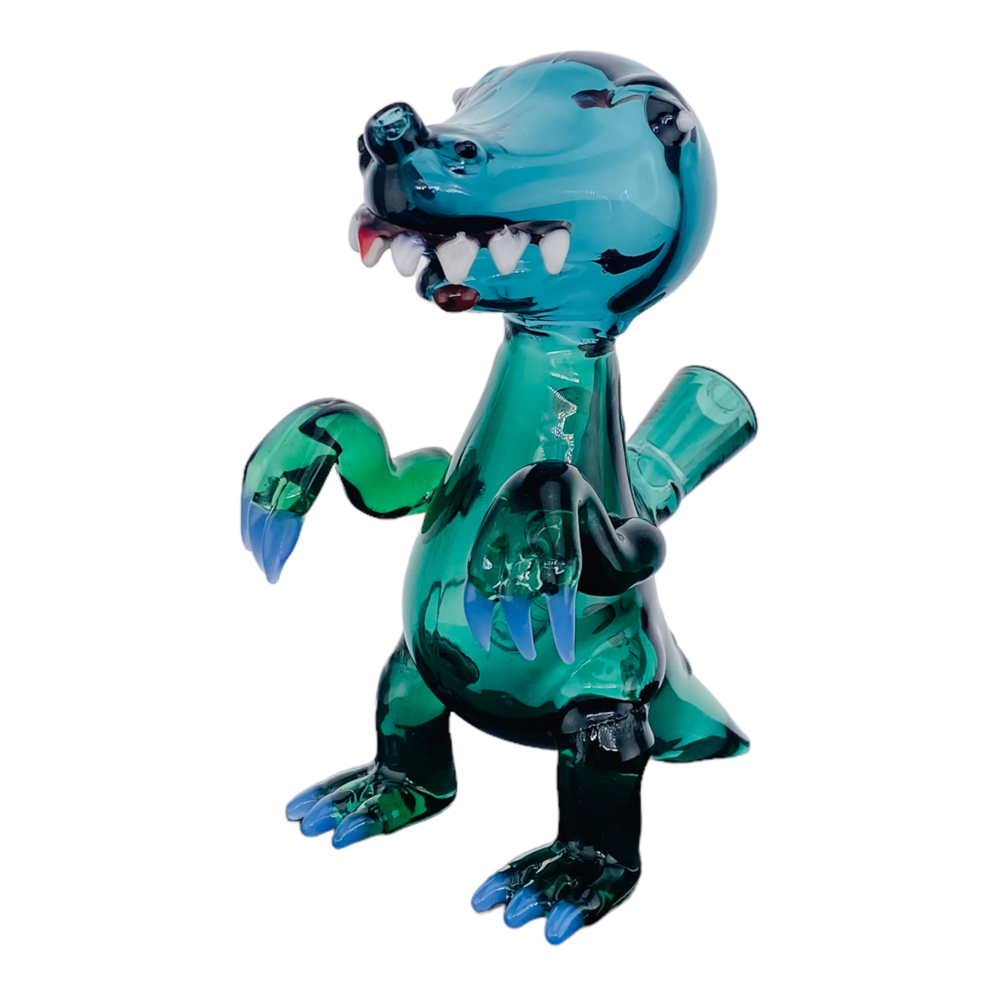 cute girly Green And Blue Dinosaur Dab Rig
