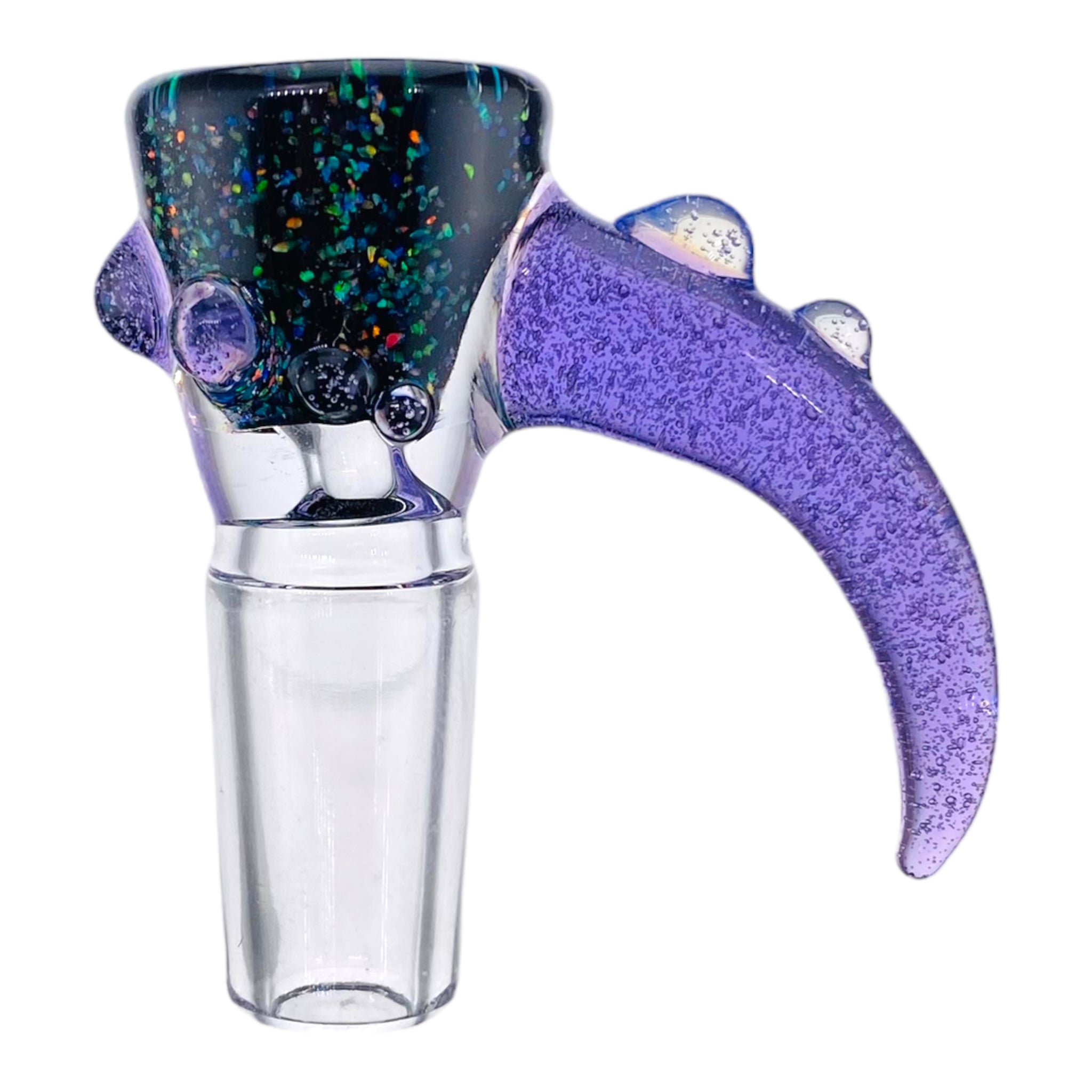 Arko Glass - 14mm Flower Bowl - Chrush Opal Bowl With Chronic Purple Handle