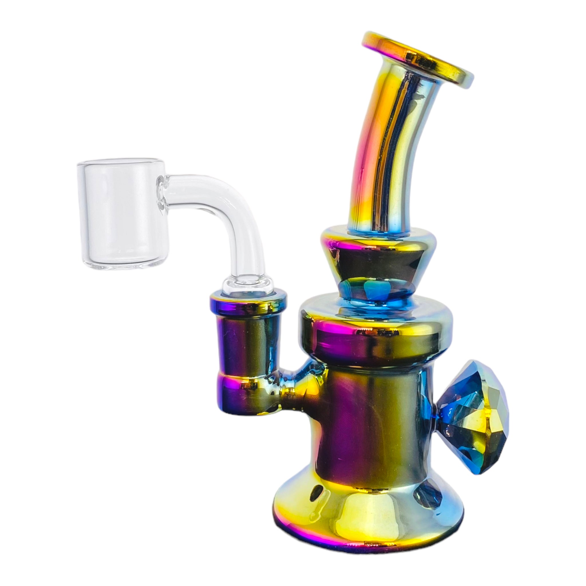 Rainbow Mini Dab Rig With Faceted Diamond