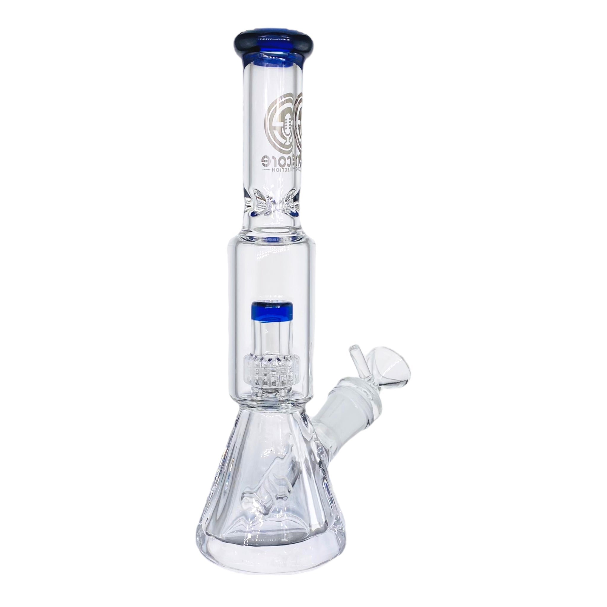 Encore Glass Small Beaker Base Bong With Perc & Extra Thick Base - Blue