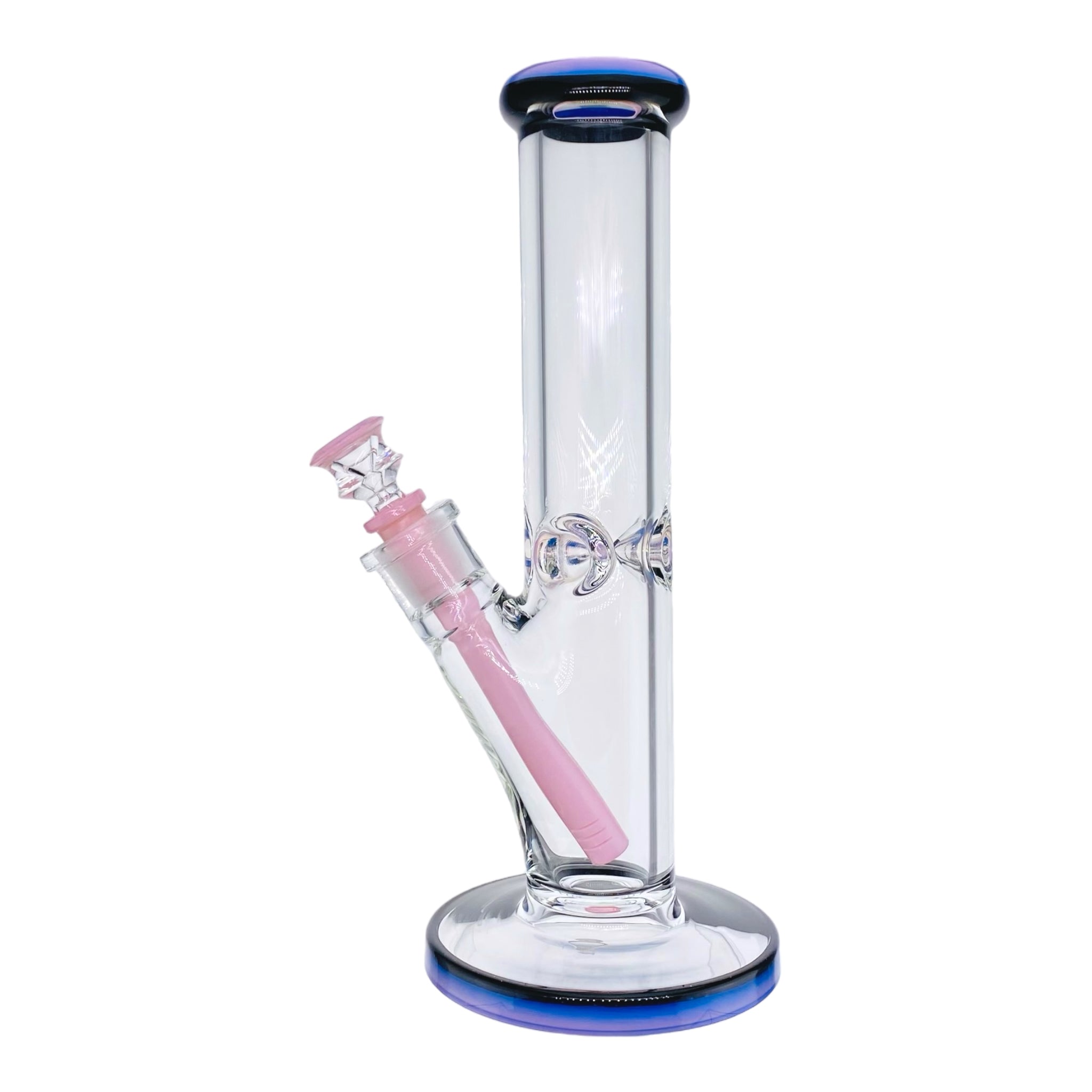 9mm Thick Pink And Black Two Tone Straight Tube Bong 12 Inch