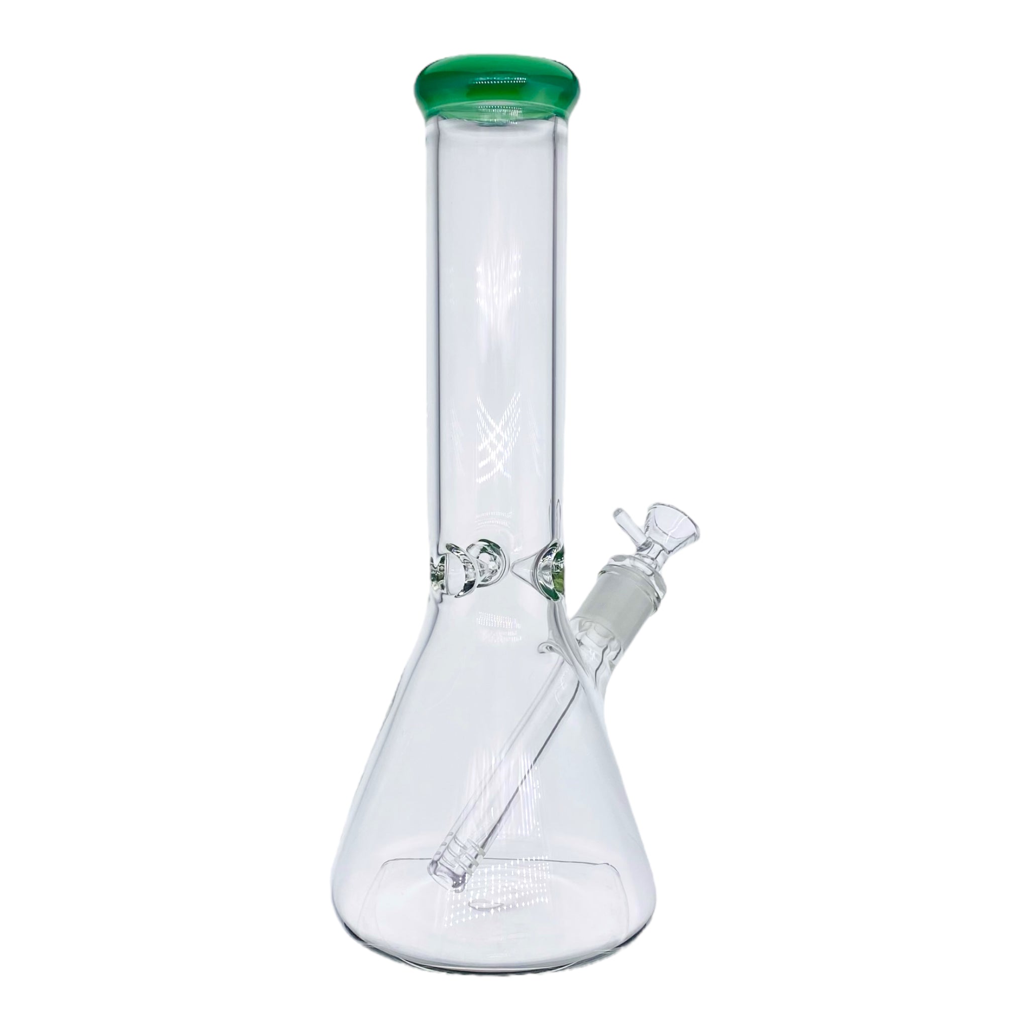 12 Inch Clear Beaker Bong With Green Color Lip
