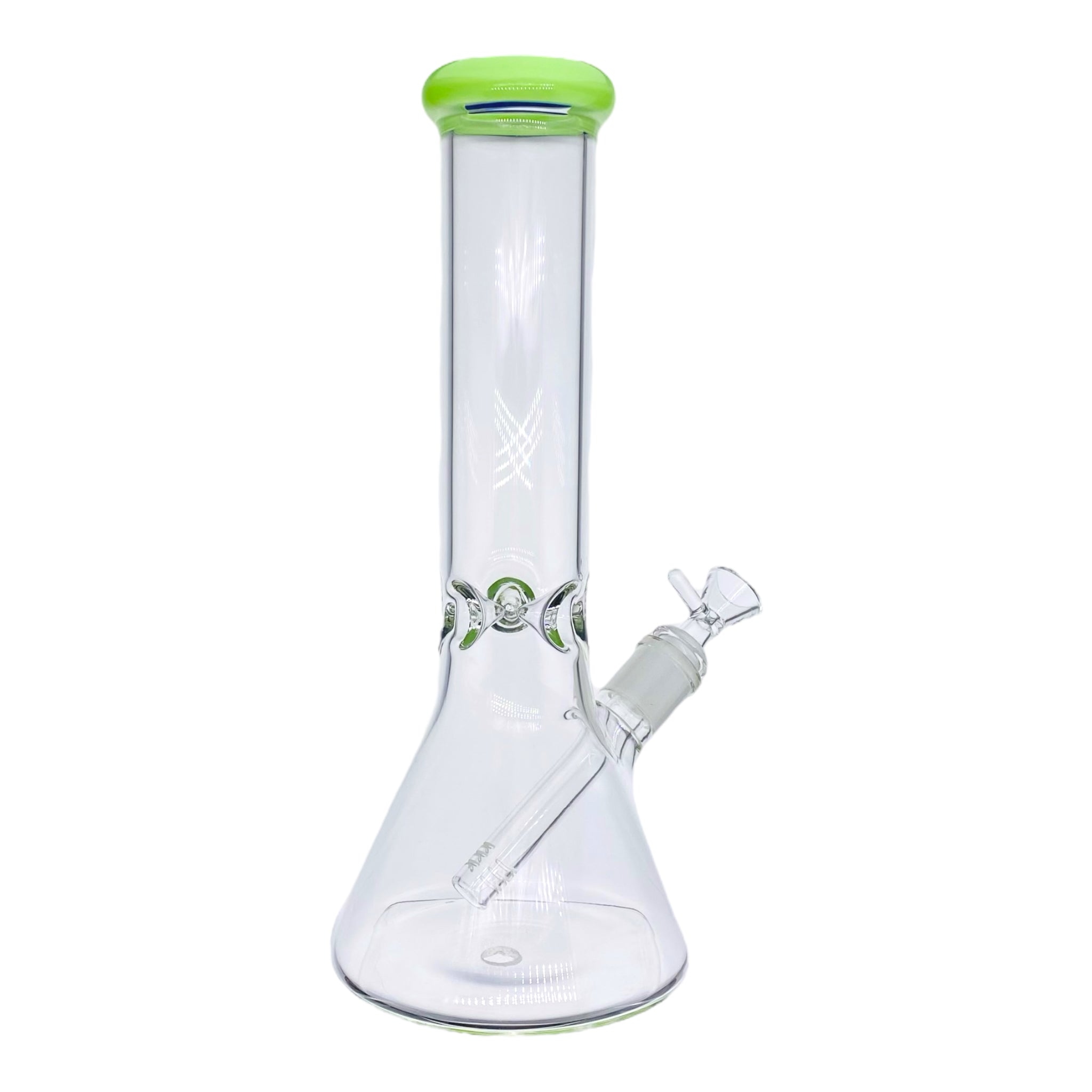 12 Inch Clear Beaker Bong With Slyme Green Mouth Piece