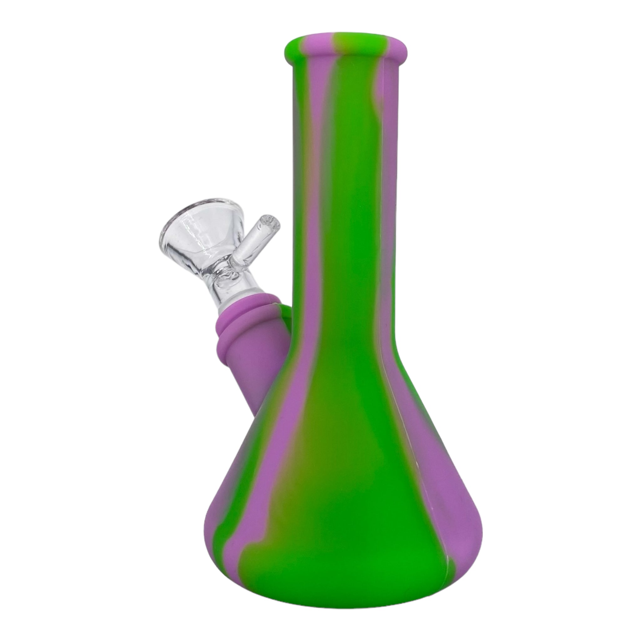 cute girly 5 Inch Mini Silicone Rubber Beaker Bong Pink and Green