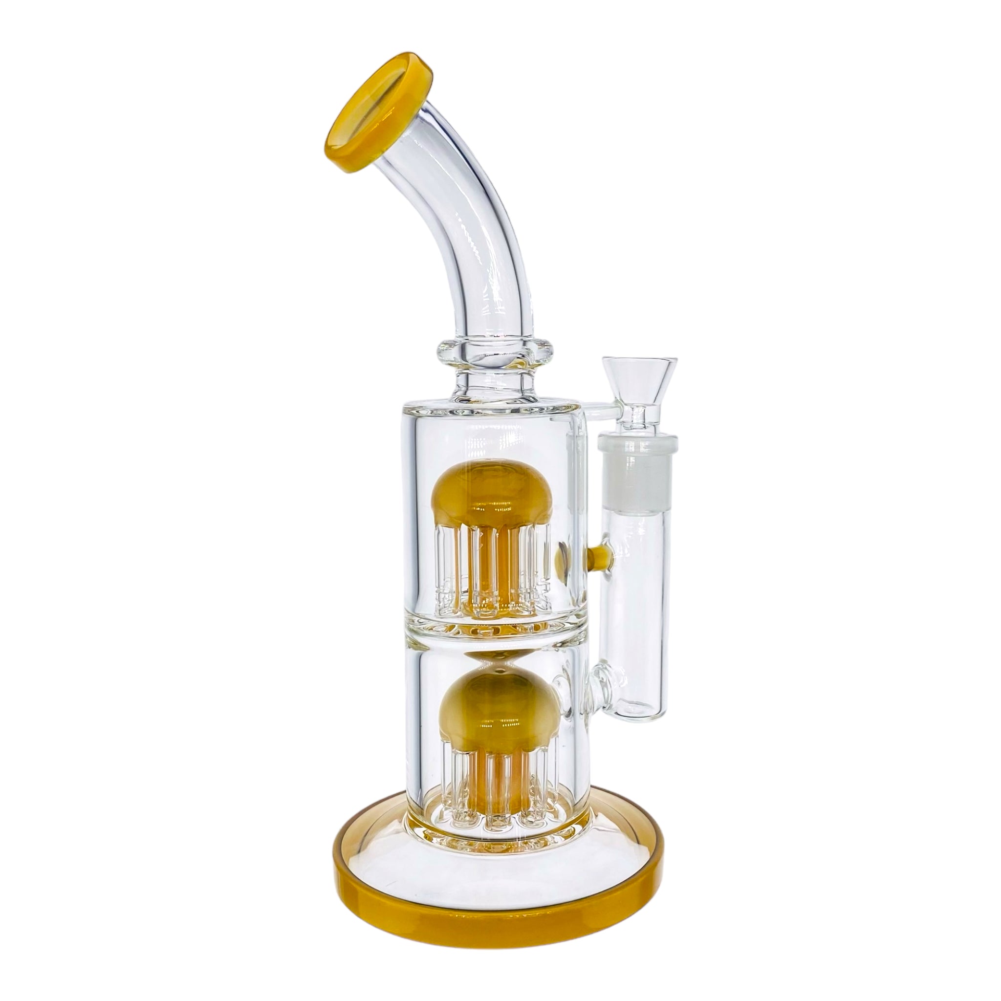 10 Inch Sunset Orange Inline Bong With Double Tree Percs