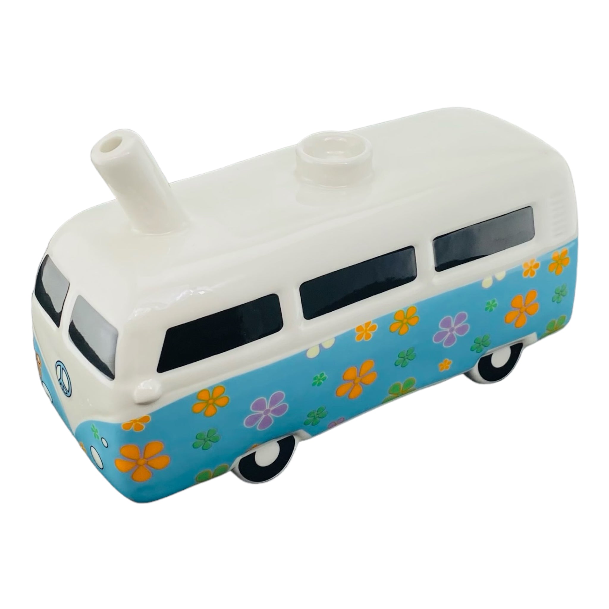 Ceramic Hippie Flower Power VW Bus Dry Hand Pipe