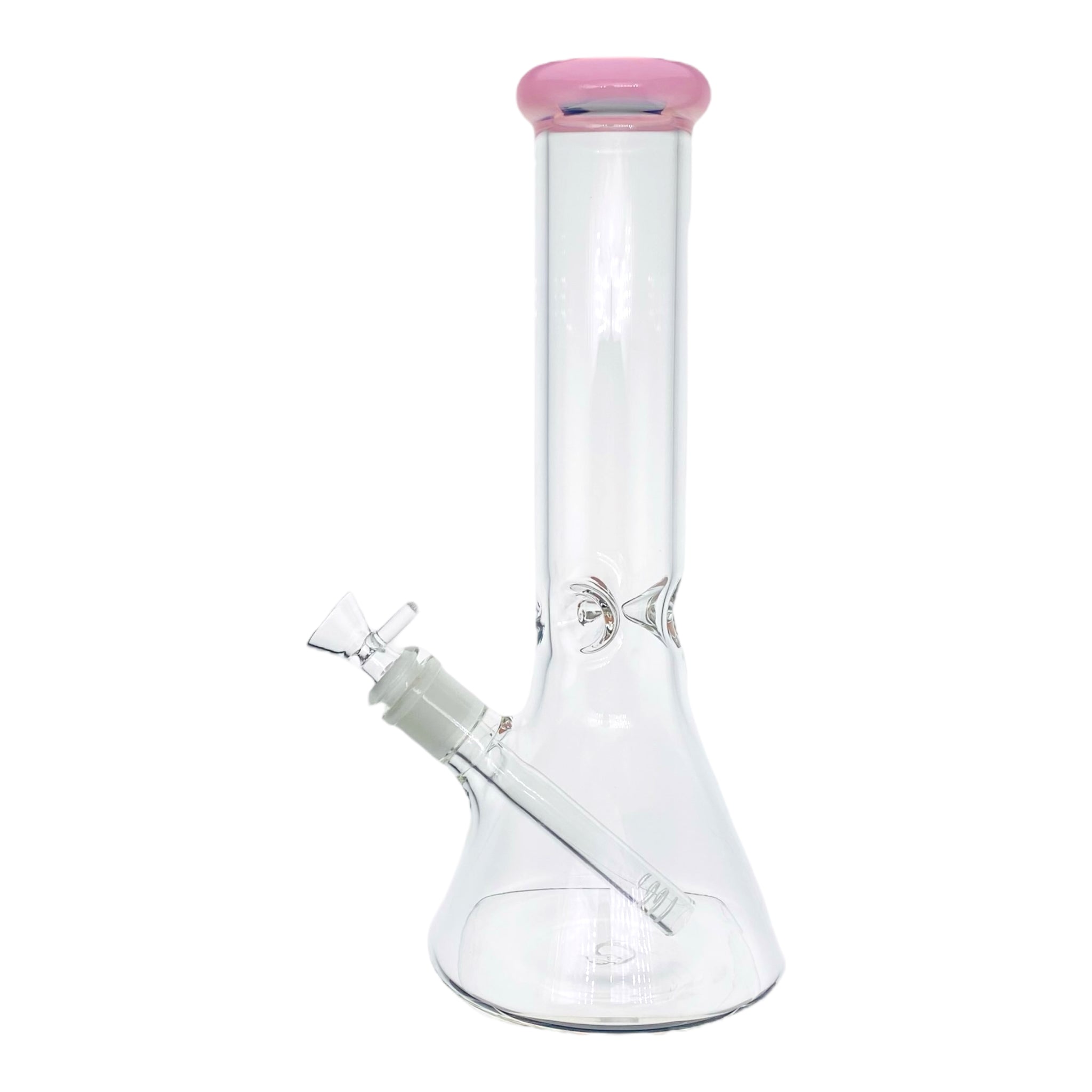 12 Inch Clear Beaker Bong With Pink Color Lip