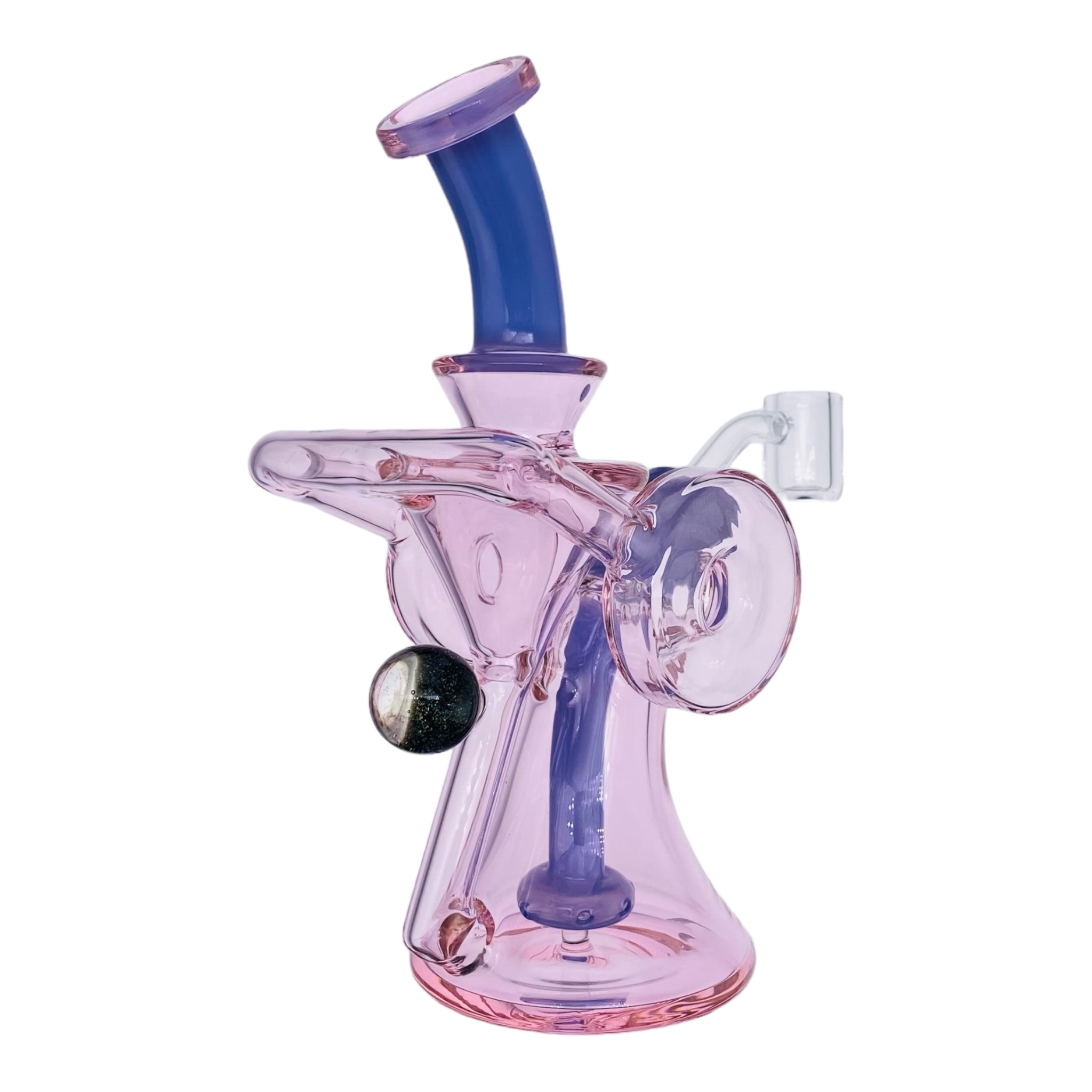 Pink And Purple Double Uptake Recycler Glass Dab Rig