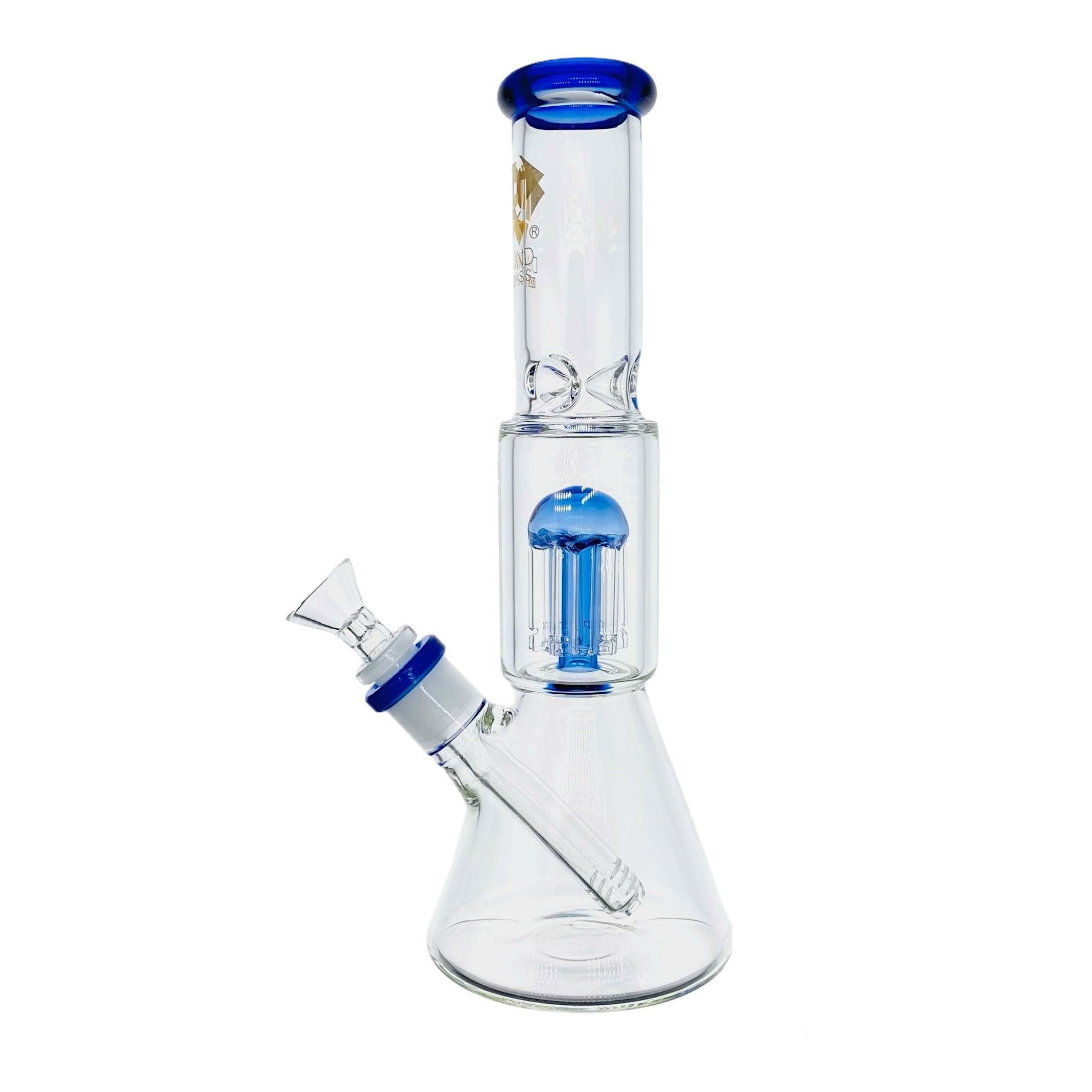 Diamond Glass Bong - Blue 11 Inch Beaker Bong With Tree Perc for sale