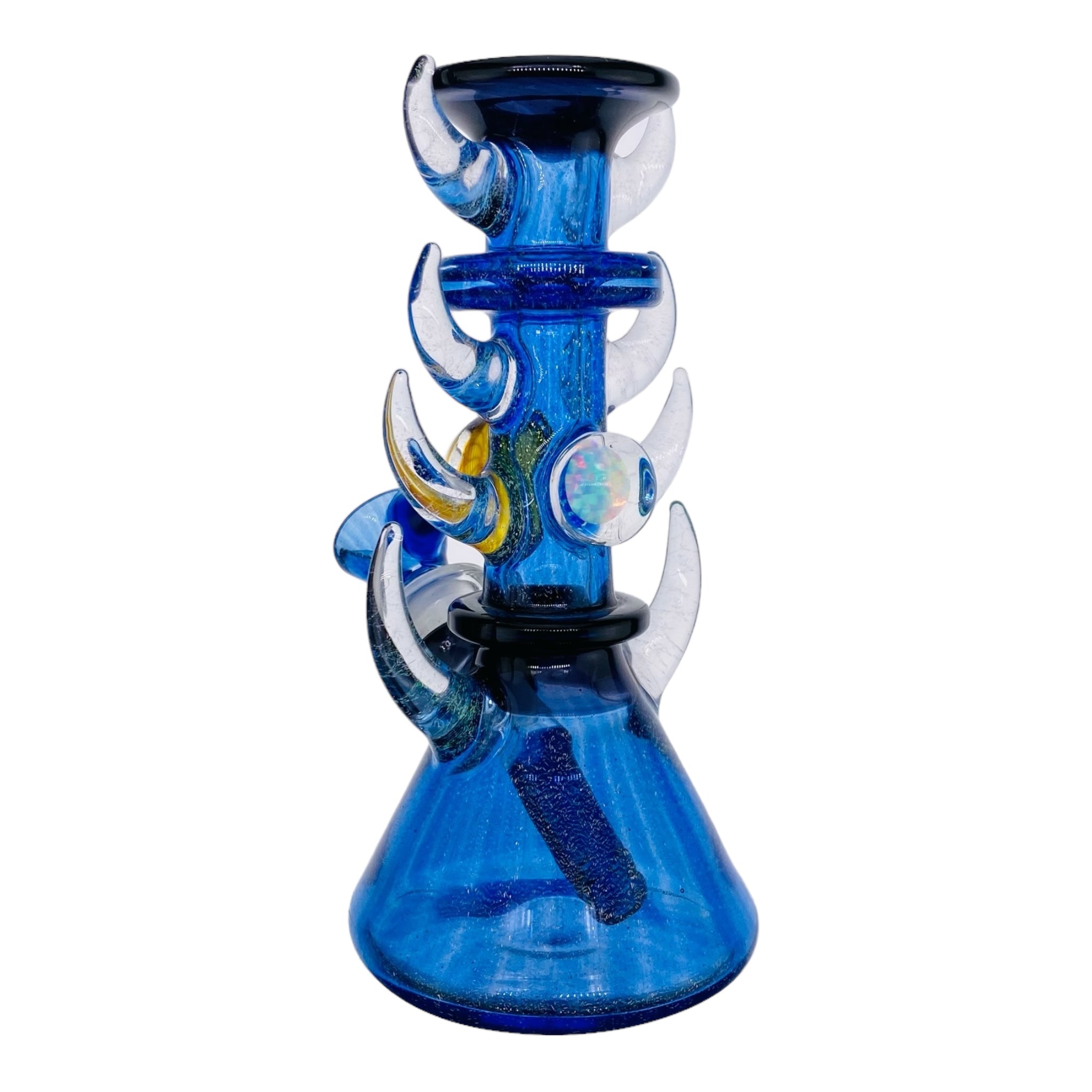 Heady glass Darby Holm - Blue Dichro Horned Minitube Dab Rig Water Pipe With Large Opals for sale