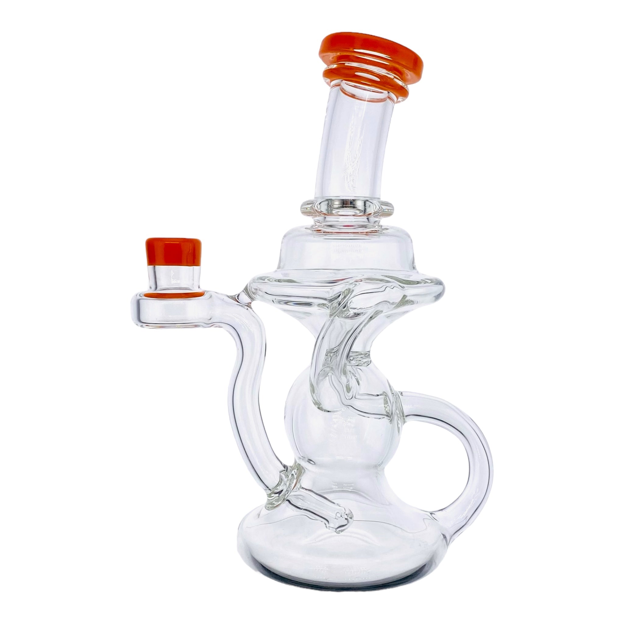 heady glass Santa Cruz Glass - Clear Klein Recycler Dab Rig With Orange Lip for sale