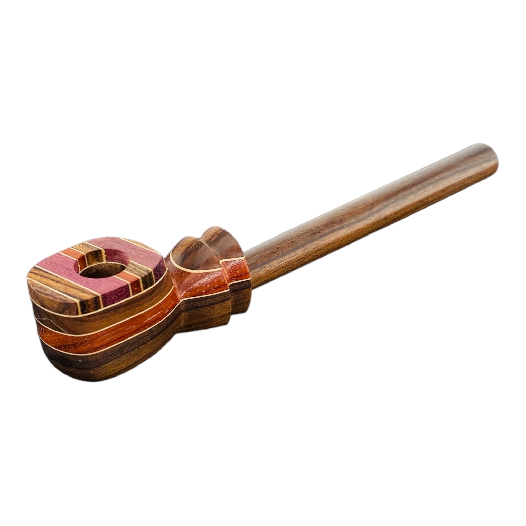 Wood Hand Pipe - 8 Inch Long Stem Peace Pipe Shape Wood Pipe