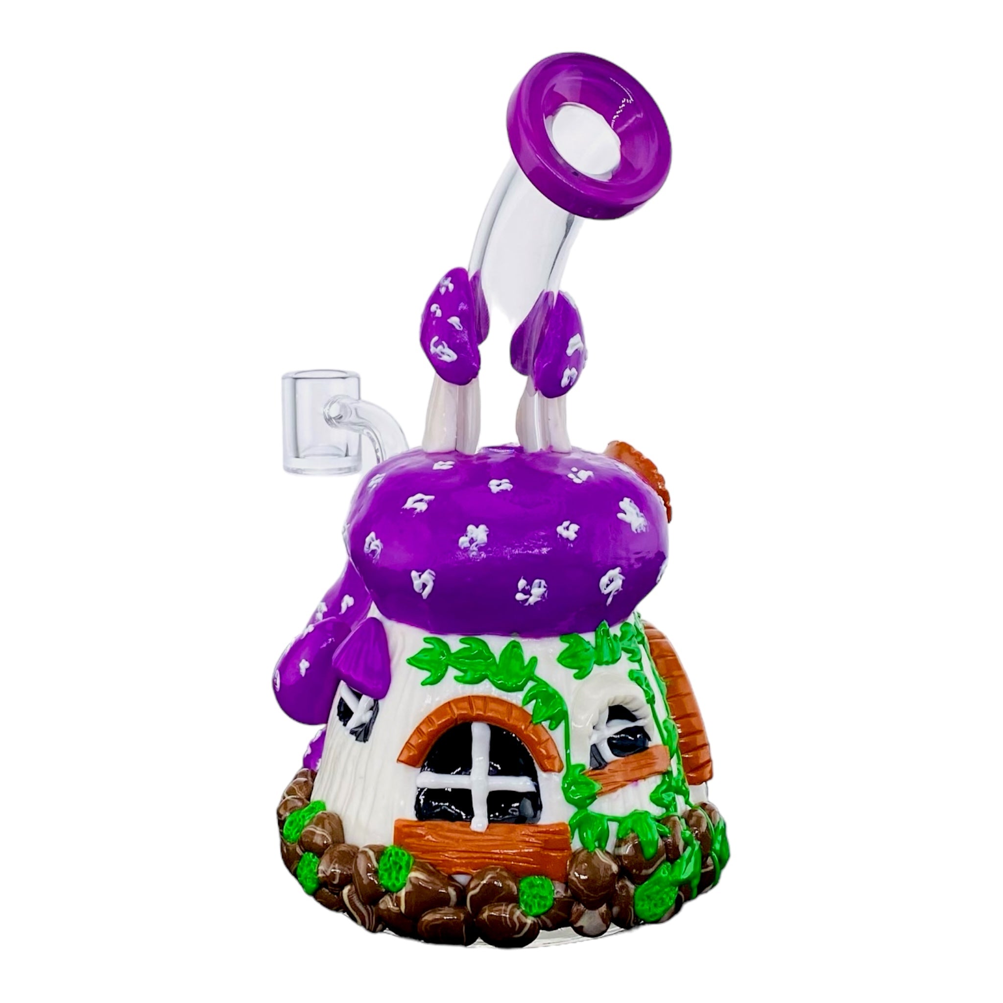 cute girly Purple And White Mushroom House Small Dab Rig for sale
