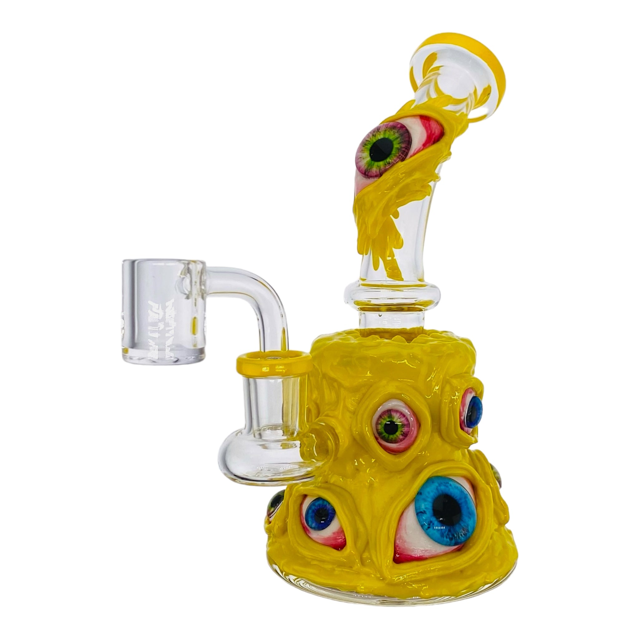 small glass dab rig in yellow 
