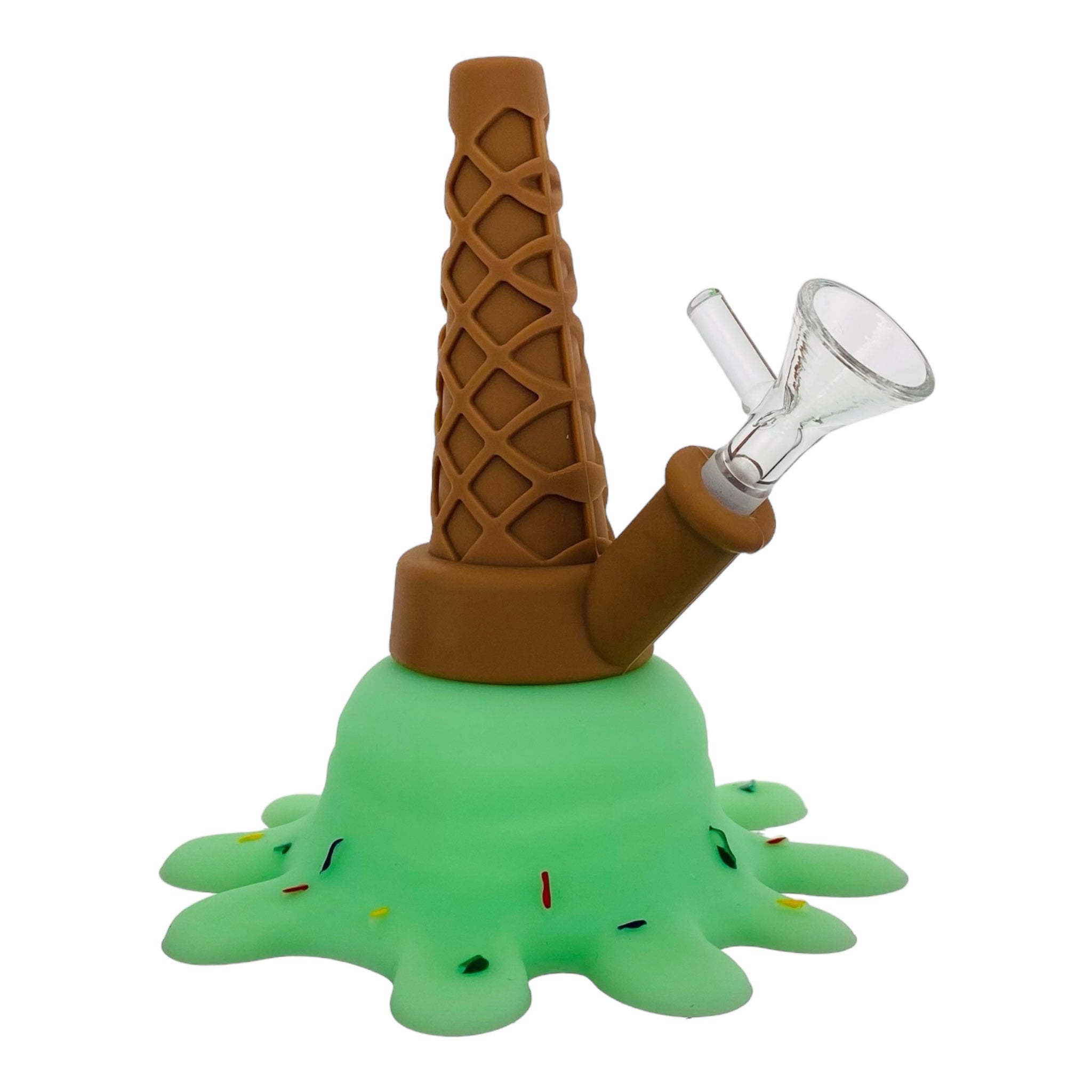 cute and girly Silicone Rubber Ice Cream Cone Bong Green for sale