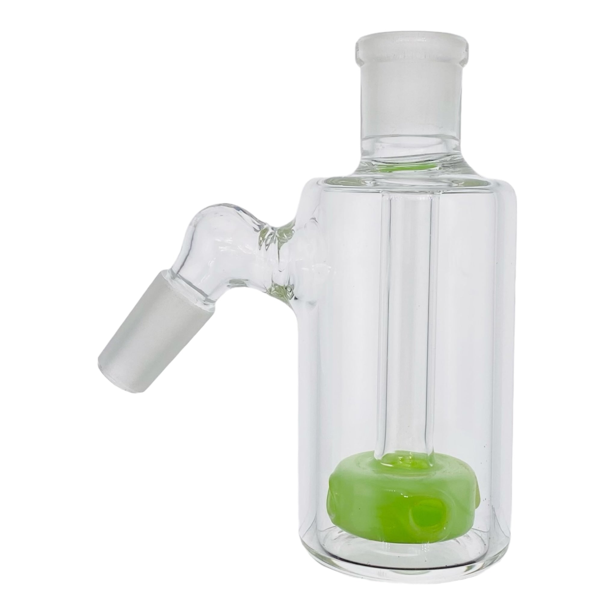 14mm Ash Catcher With 45 Degree Joint And Slyme Green Shower Head Perc