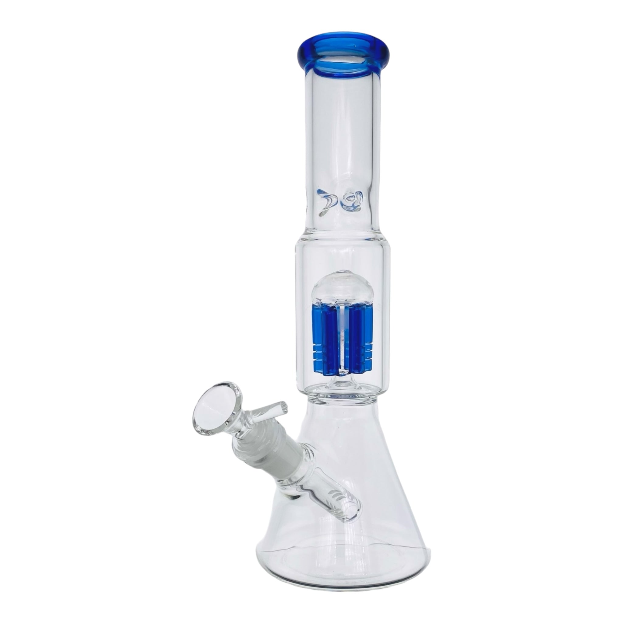 Clear Beaker Bong With Blue Tree Perc And Mouthpiece